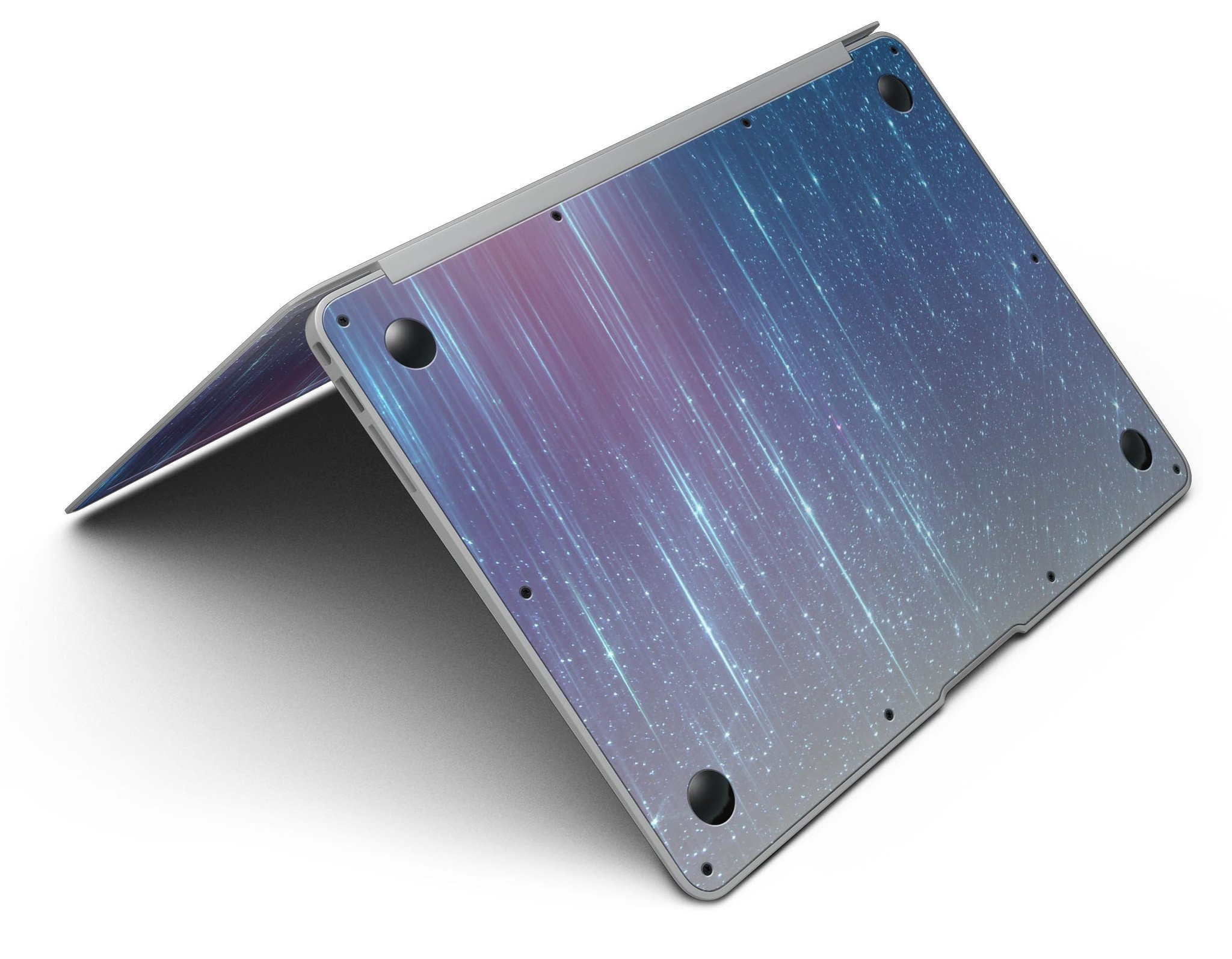 Blue and purple streaked vinyl skin for MacBook Air, showcasing a stylish design that protects against scratches.