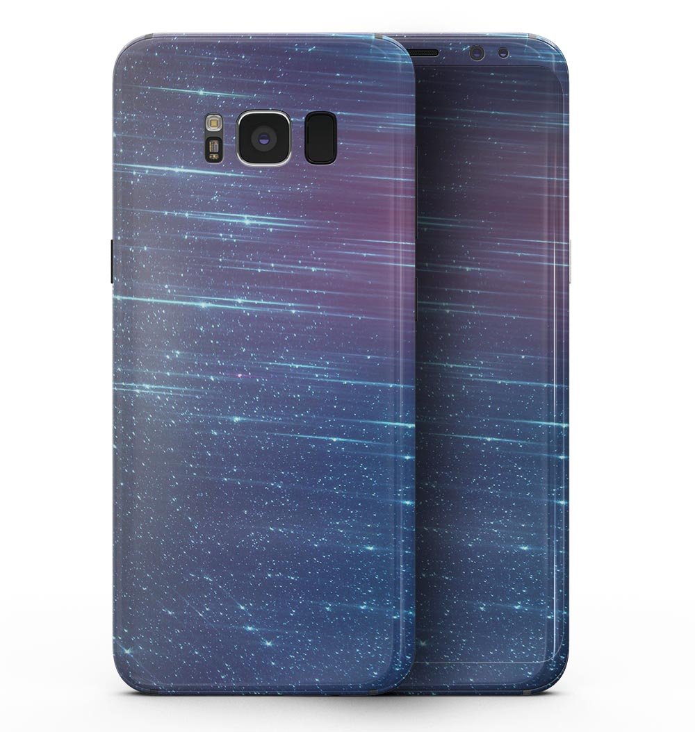 Samsung Galaxy S8 with Blue and Purple Scaratched Streaks full-body skin, showcasing vibrant colors and sleek design.