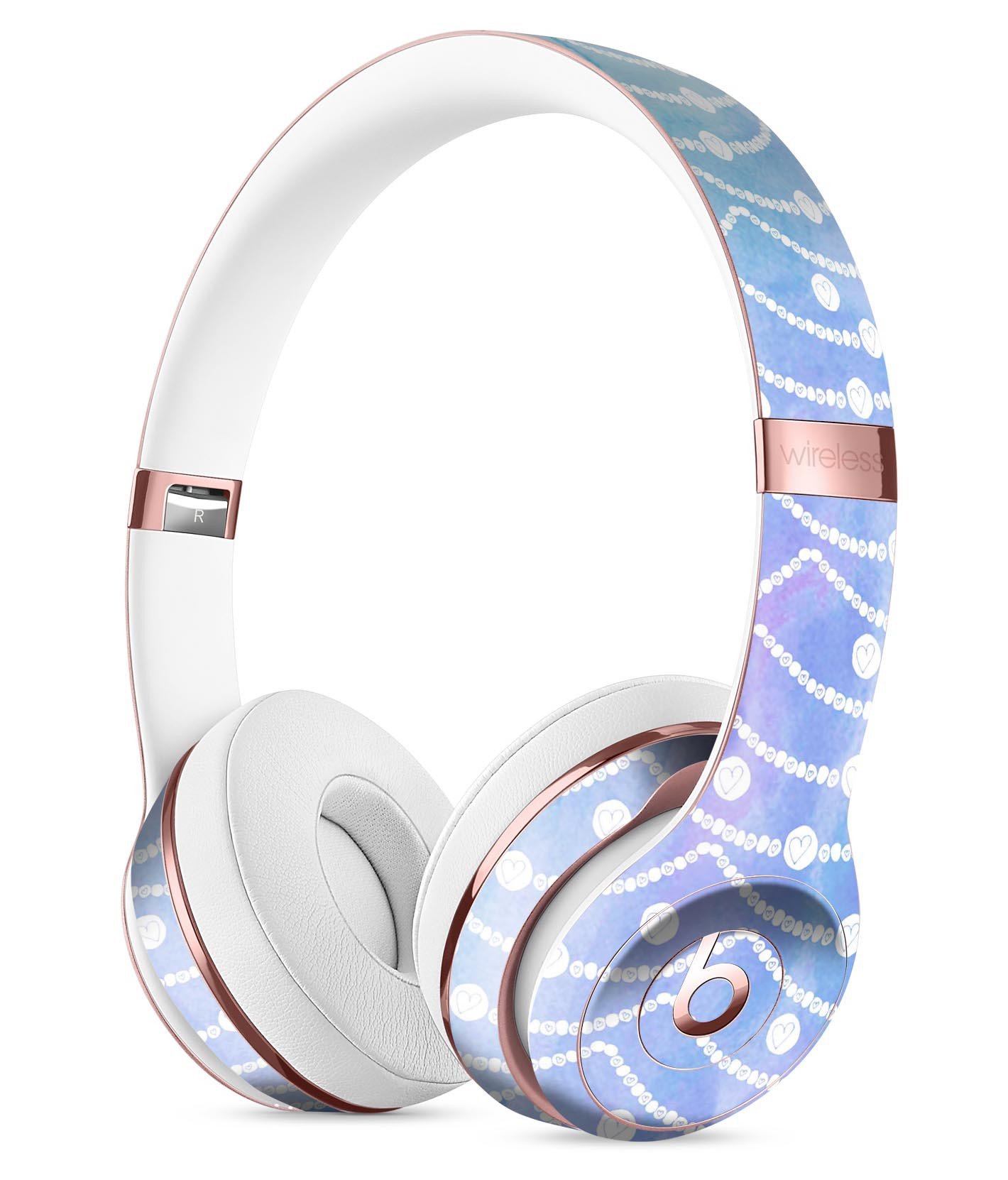 Blue and Purple Watercolor Waves Skin Kit for Beats by Dre Solo 3 Wireless Headphones, showcasing vibrant colors and a sleek design.