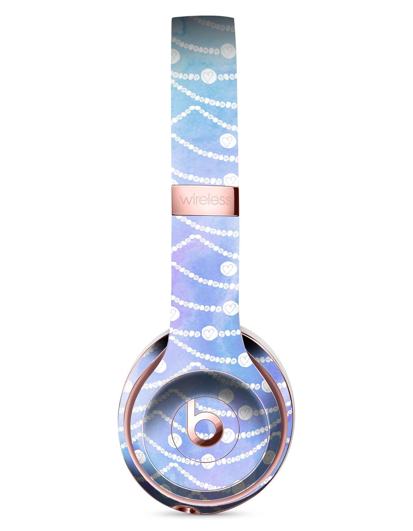 Blue and Purple Watercolor Waves Skin Kit for Beats by Dre Solo 3 Wireless Headphones, showcasing vibrant colors and a sleek design.