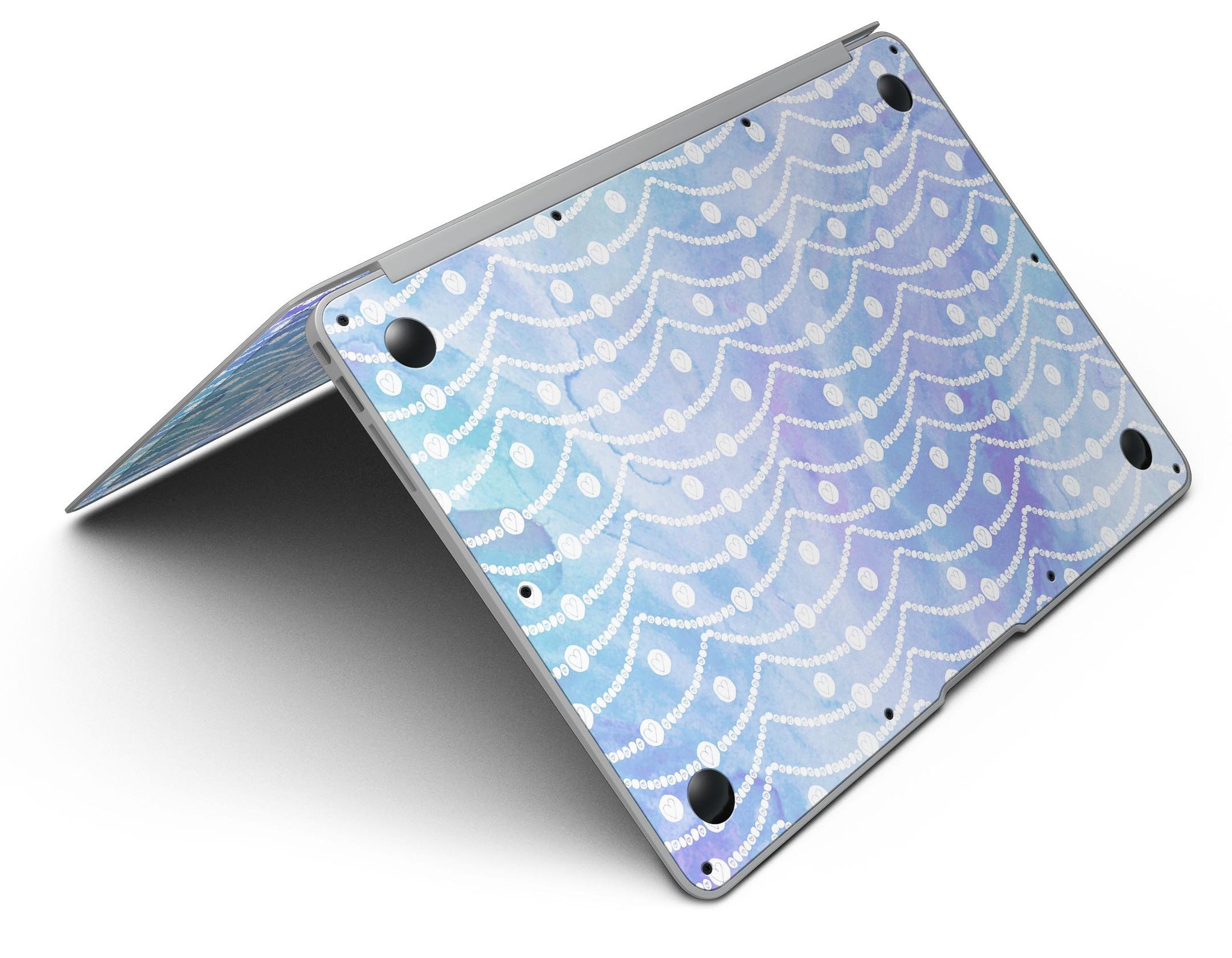 Blue and purple watercolor waves skin kit for MacBook Air, showcasing vibrant colors and artistic design.