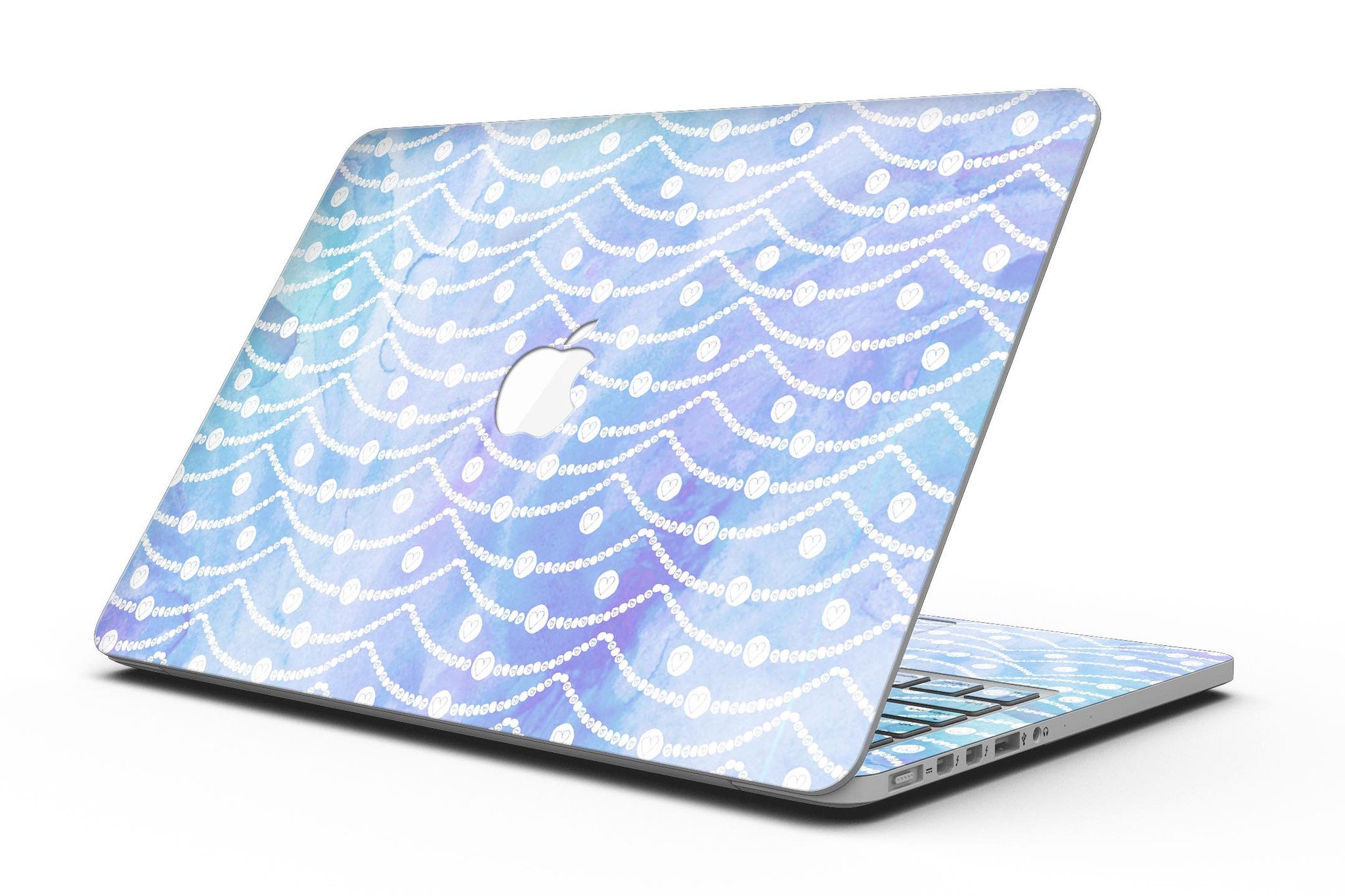 Blue and purple watercolor waves skin for MacBook Pro with Retina Display, showcasing vibrant colors and artistic design.