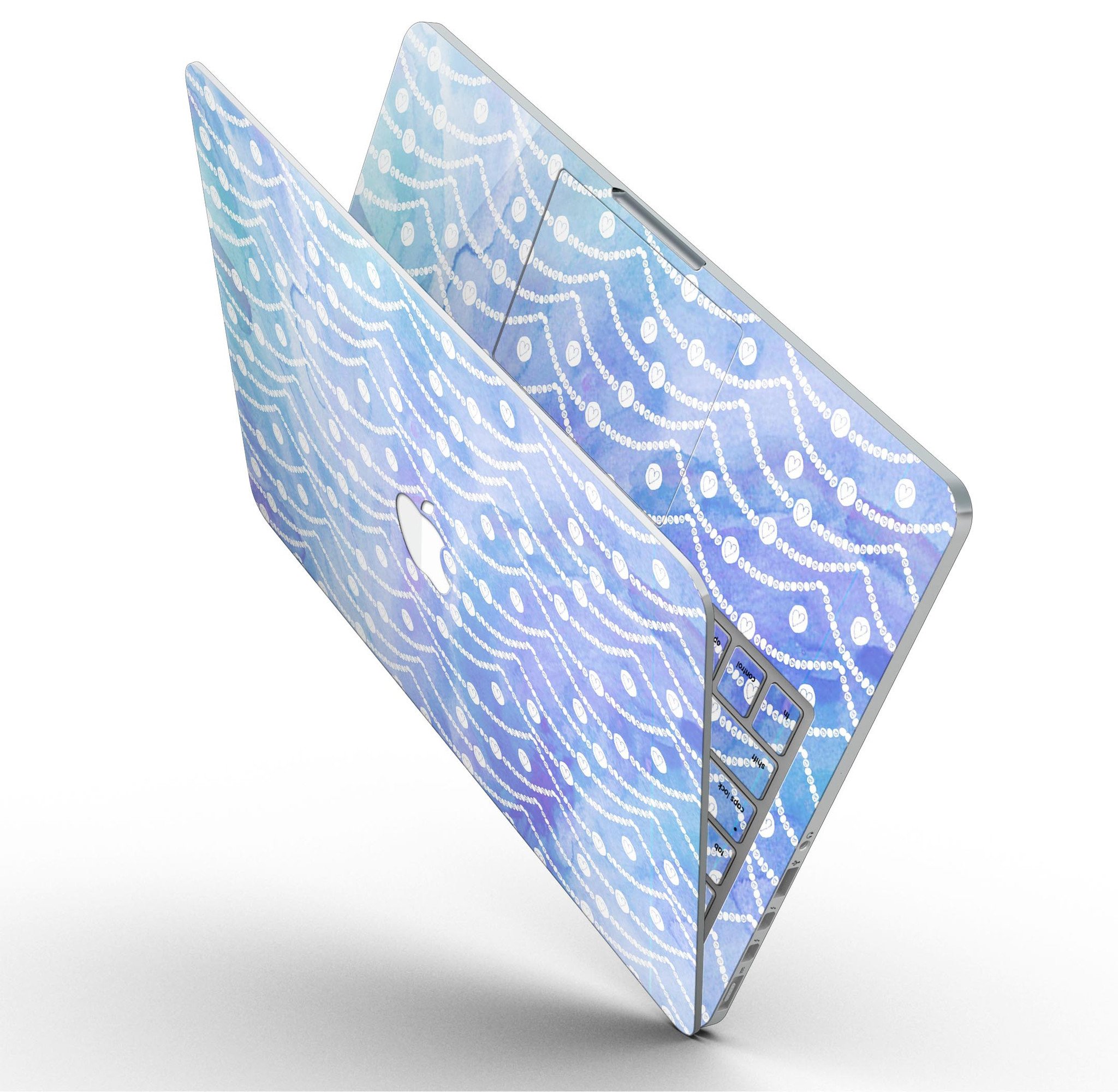 Blue and purple watercolor waves skin for MacBook Pro with Retina Display, showcasing vibrant colors and artistic design.