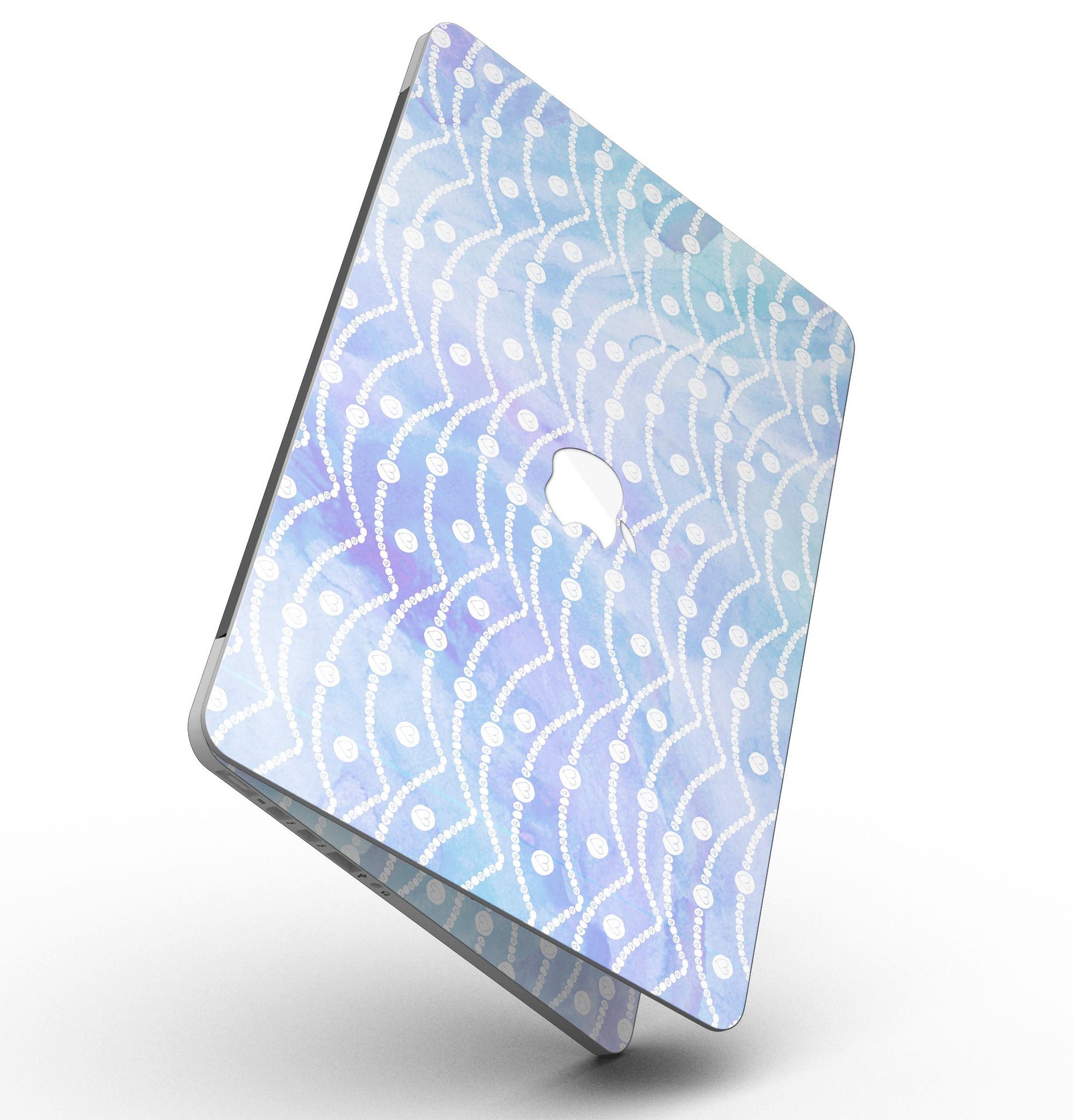 Blue and purple watercolor waves skin for MacBook Pro with Retina Display, showcasing vibrant colors and artistic design.