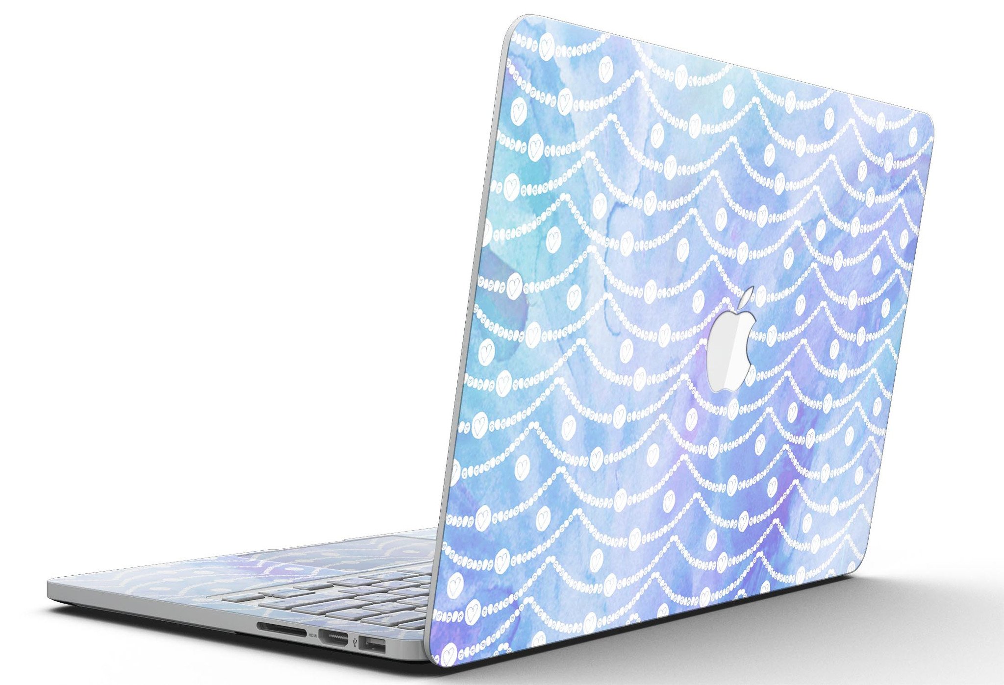 Blue and purple watercolor waves skin for MacBook Pro with Retina Display, showcasing vibrant colors and artistic design.