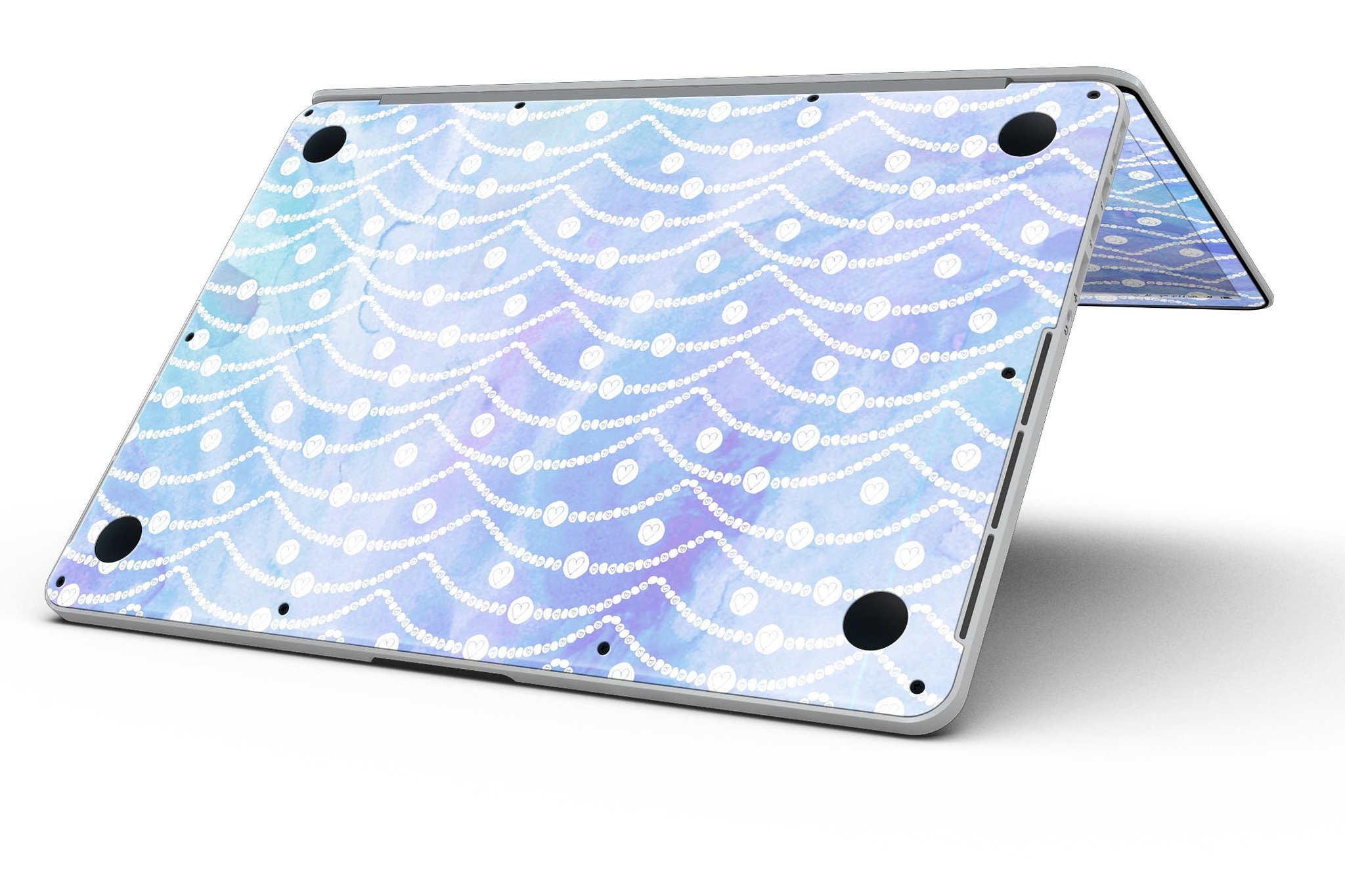 Blue and purple watercolor waves skin for MacBook Pro with Retina Display, showcasing vibrant colors and artistic design.