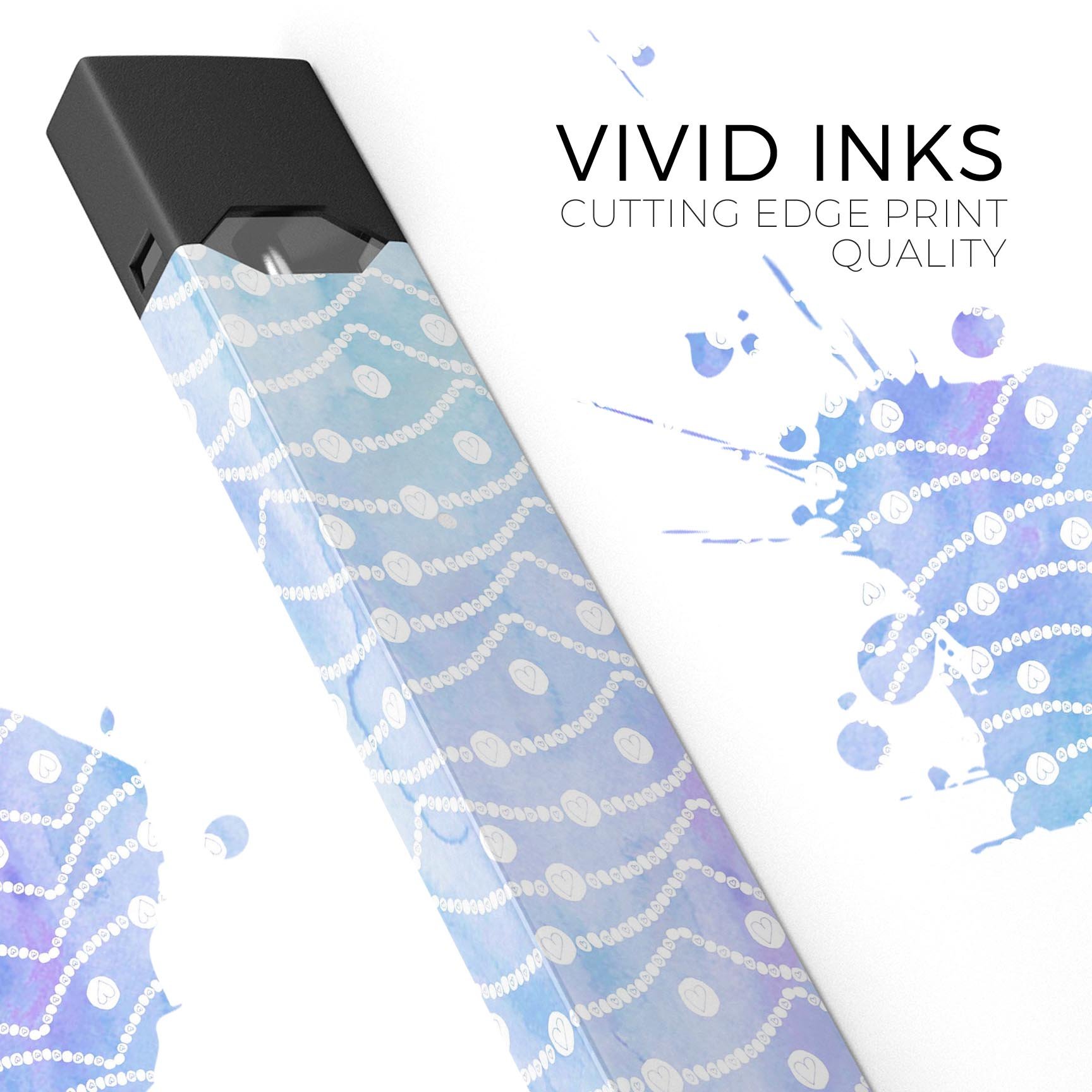 Blue and Purple Watercolor Waves skin-wrap for JUUL device, showcasing vibrant colors and smooth finish.