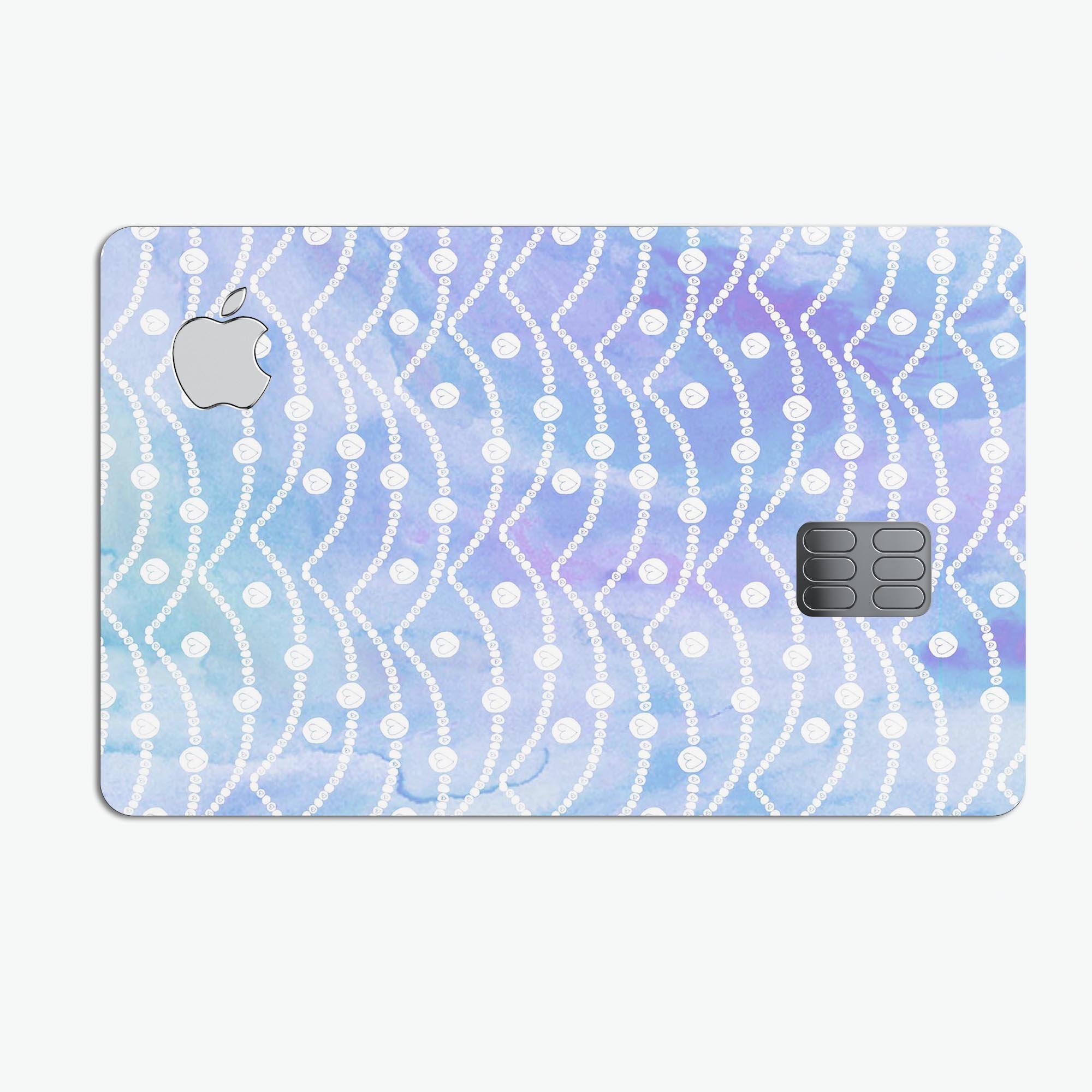 Blue and purple watercolor waves design on a premium protective decal skin for Apple Card, showcasing vibrant colors and smooth finish.