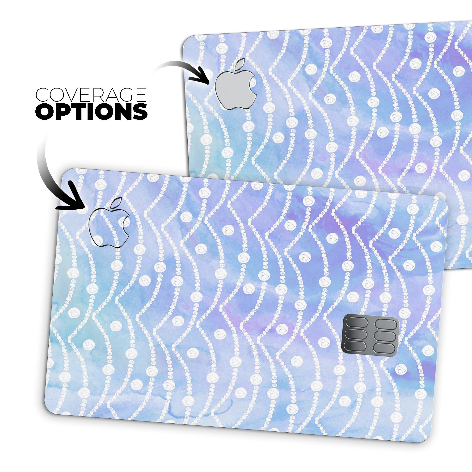 Blue and purple watercolor waves design on a premium protective decal skin for Apple Card, showcasing vibrant colors and smooth finish.