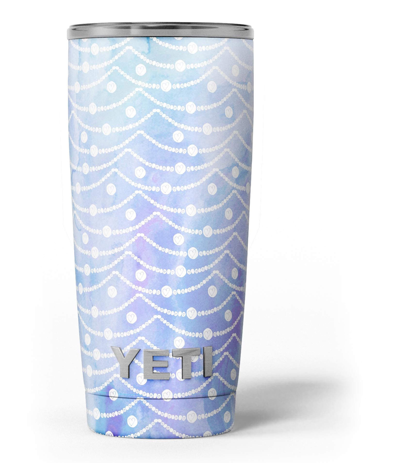 Blue and purple watercolor waves skin decal vinyl wrap kit for Yeti Coolers, showcasing vibrant colors and a stylish design.