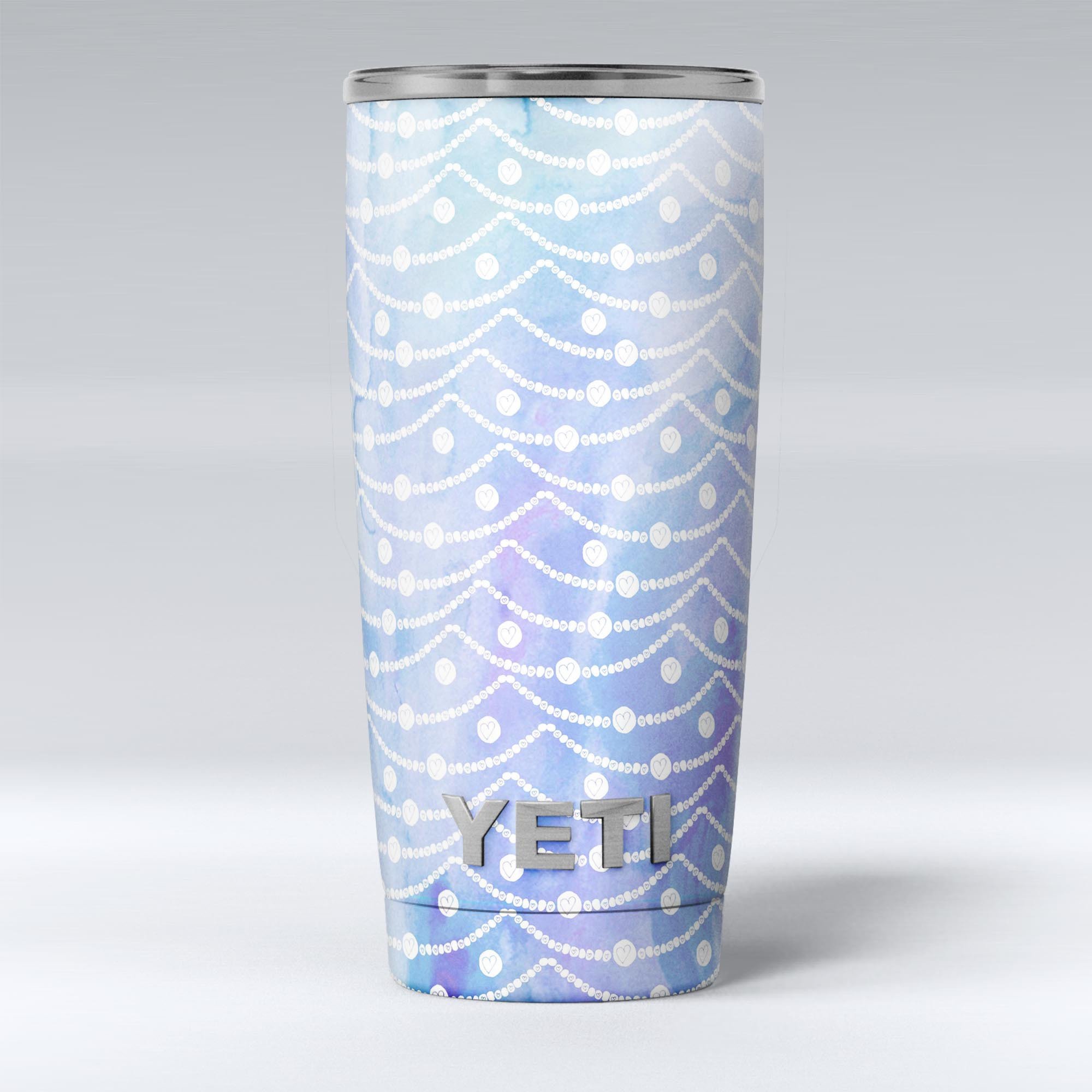 Blue and purple watercolor waves skin decal vinyl wrap kit for Yeti Coolers, showcasing vibrant colors and a stylish design.