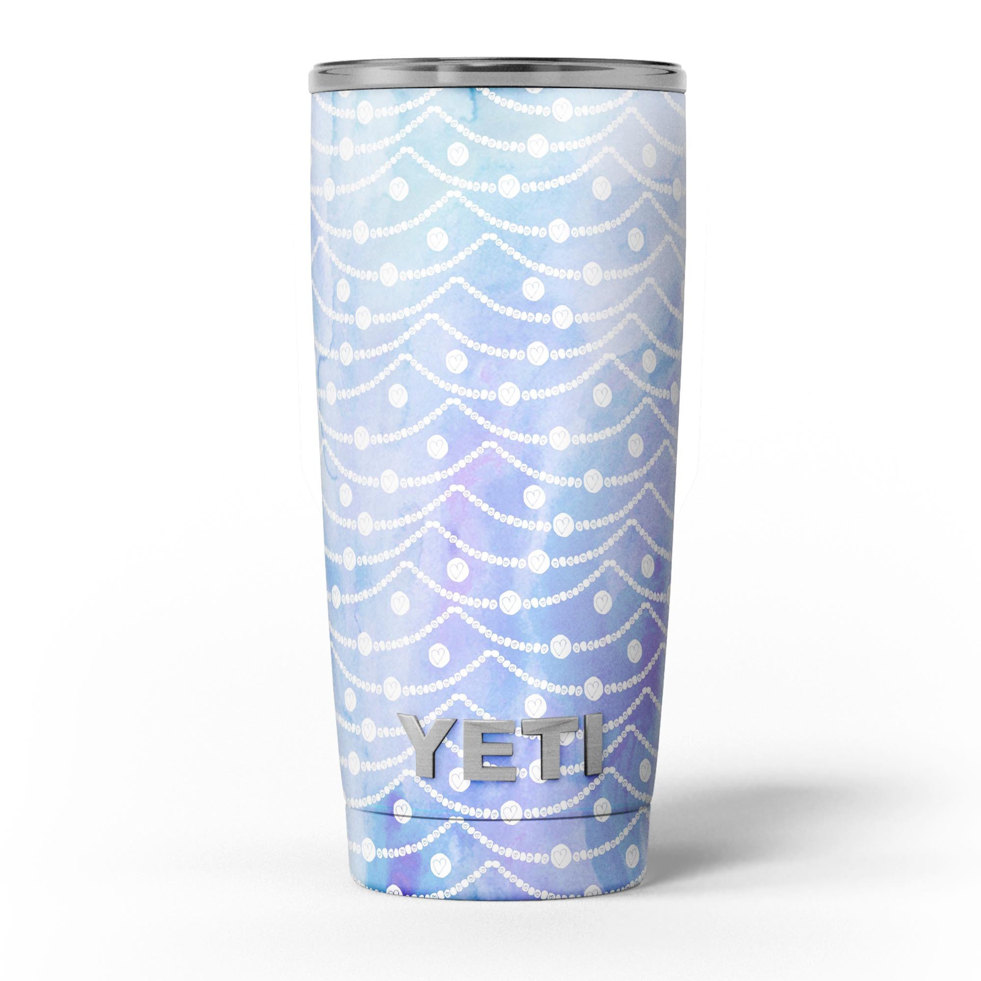 Blue and purple watercolor waves skin decal vinyl wrap kit for Yeti Coolers, showcasing vibrant colors and a stylish design.