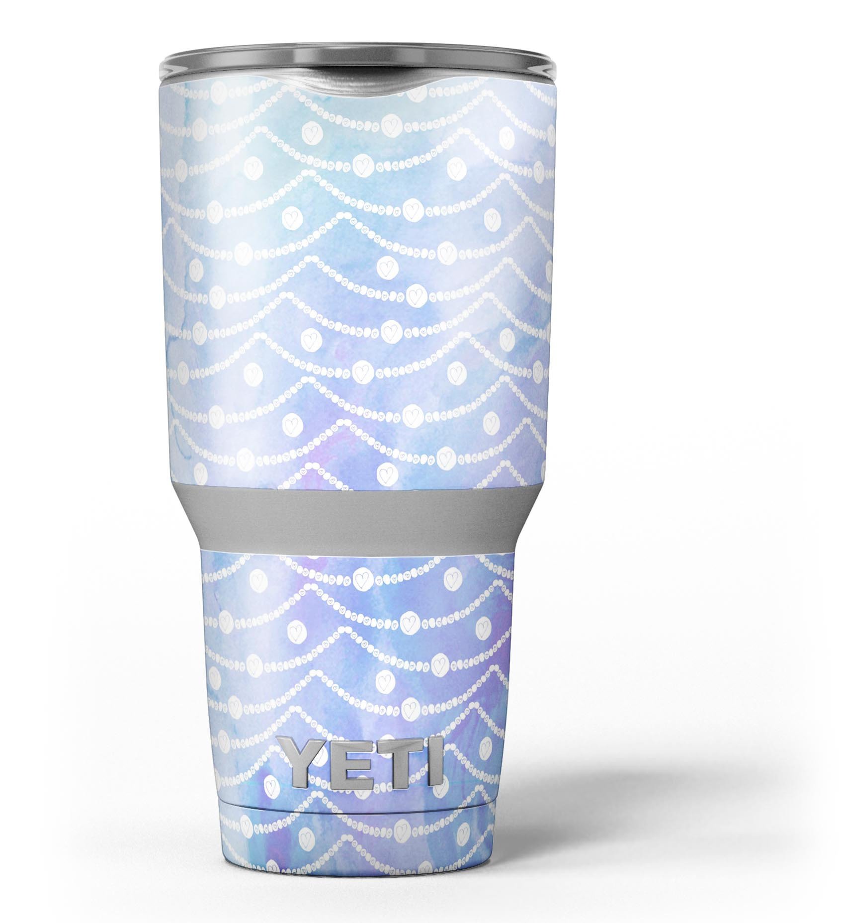 Blue and purple watercolor waves skin decal vinyl wrap kit for Yeti Coolers, showcasing vibrant colors and a stylish design.