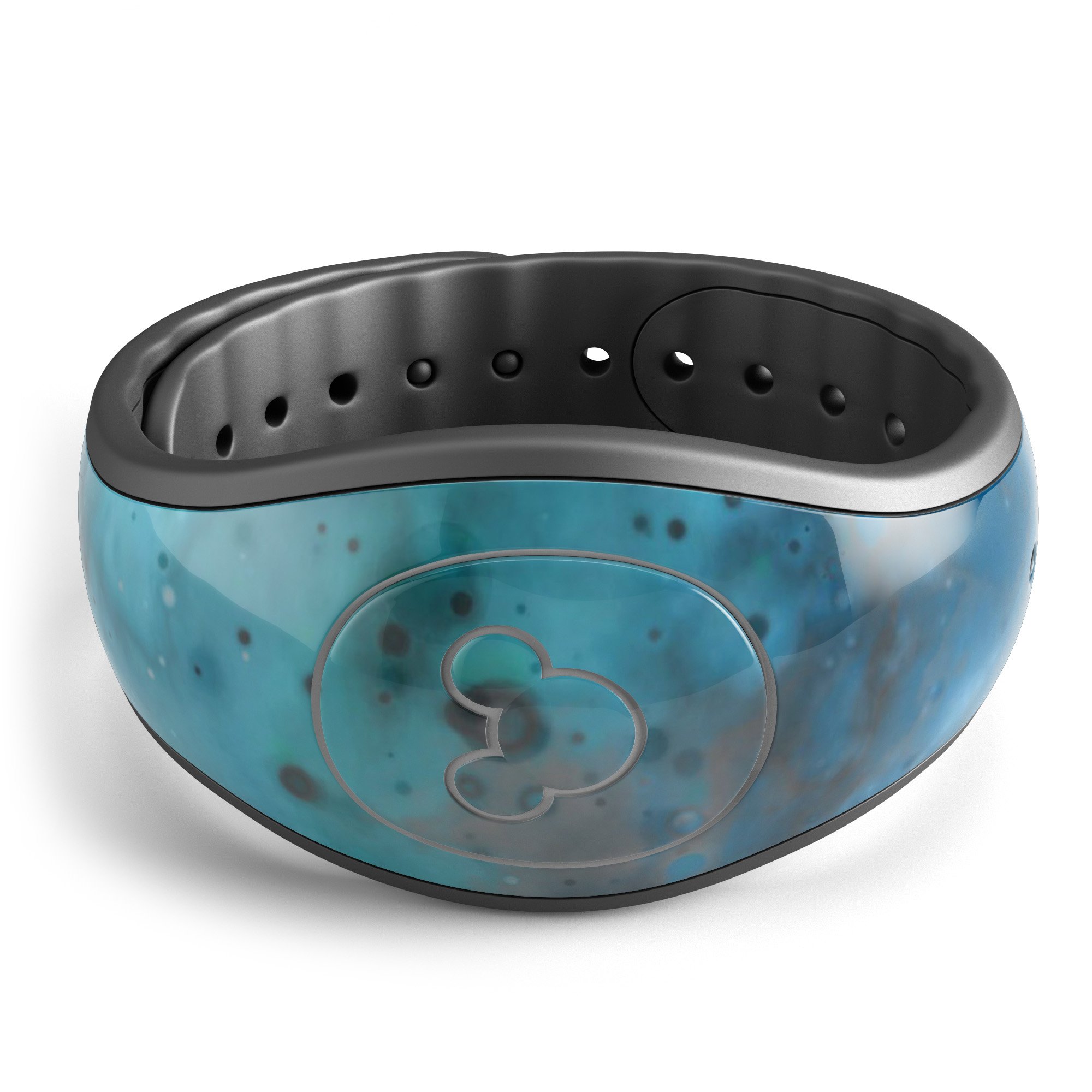 Blue and teal painted universe decal skin wrap kit for Disney Magic Band, showcasing vibrant colors and intricate design.