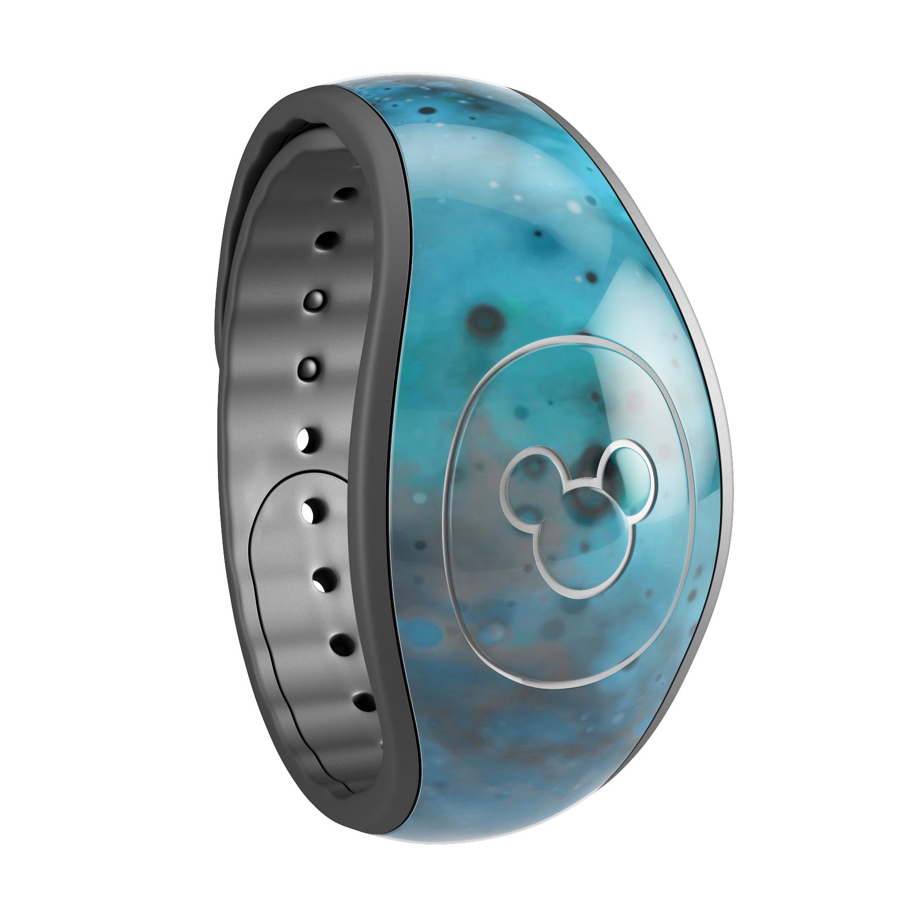 Blue and teal painted universe decal skin wrap kit for Disney Magic Band, showcasing vibrant colors and intricate design.