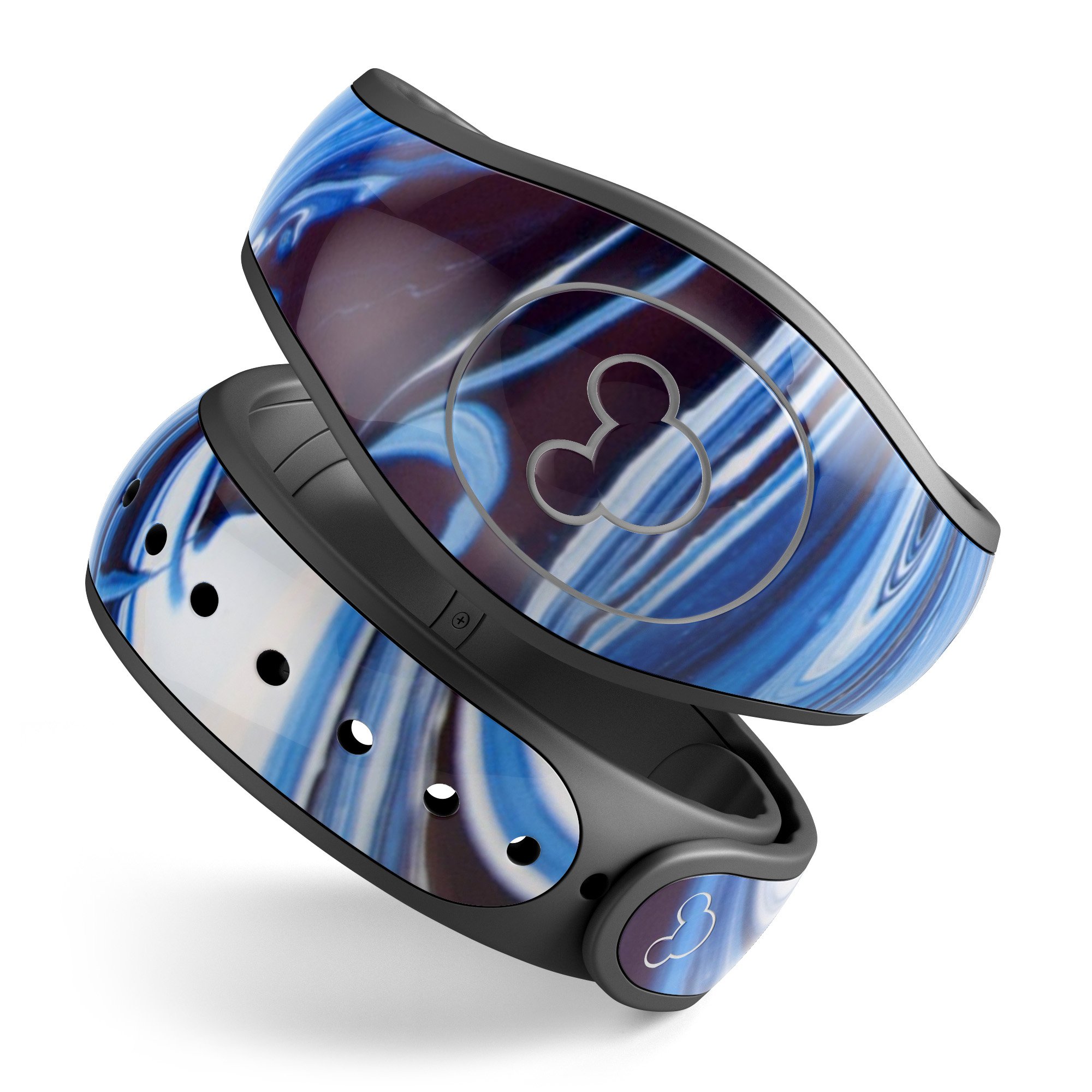 Blue and white blended paint skin wrap kit for Disney Magic Band, showcasing a stylish design with a smooth finish.