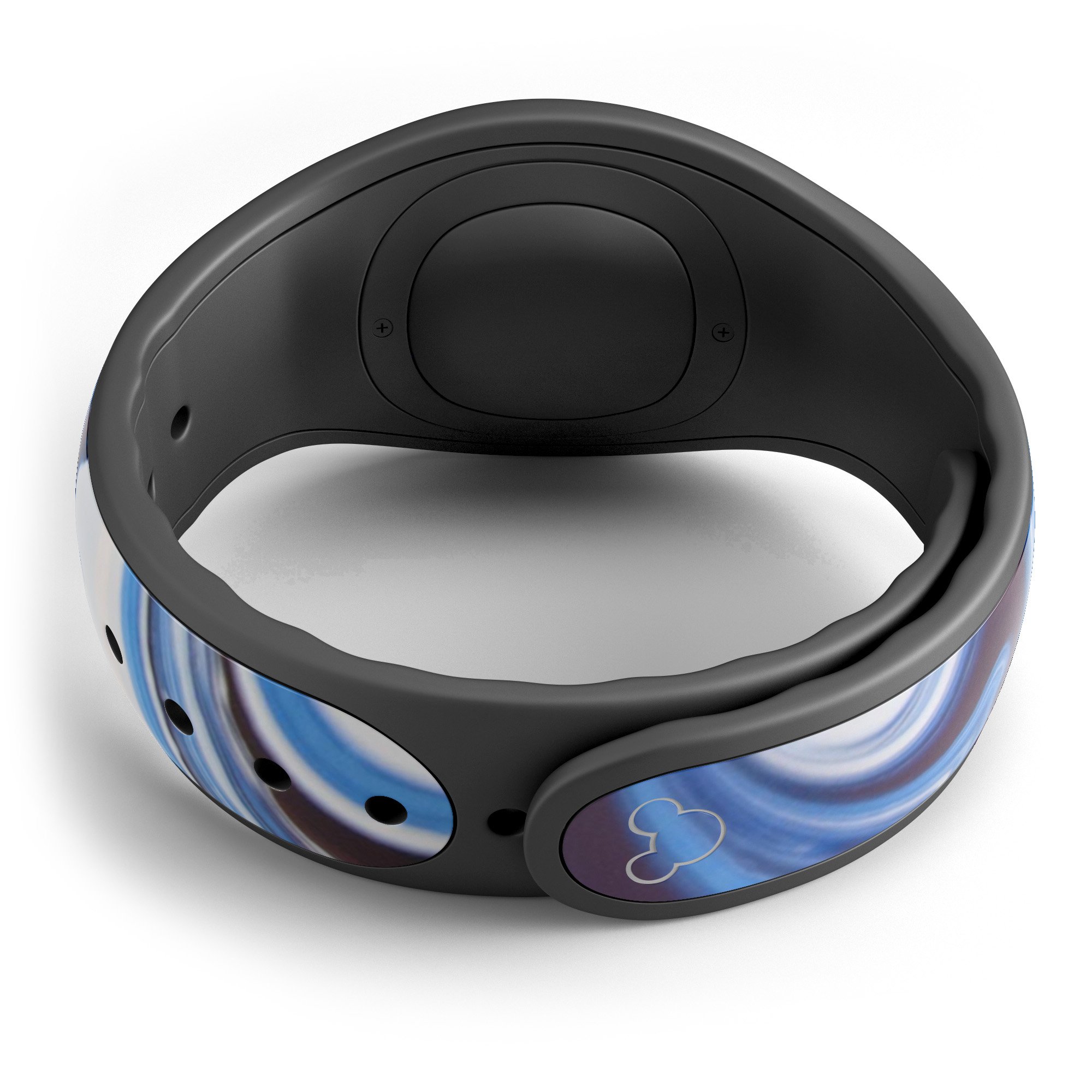 Blue and white blended paint skin wrap kit for Disney Magic Band, showcasing a stylish design with a smooth finish.