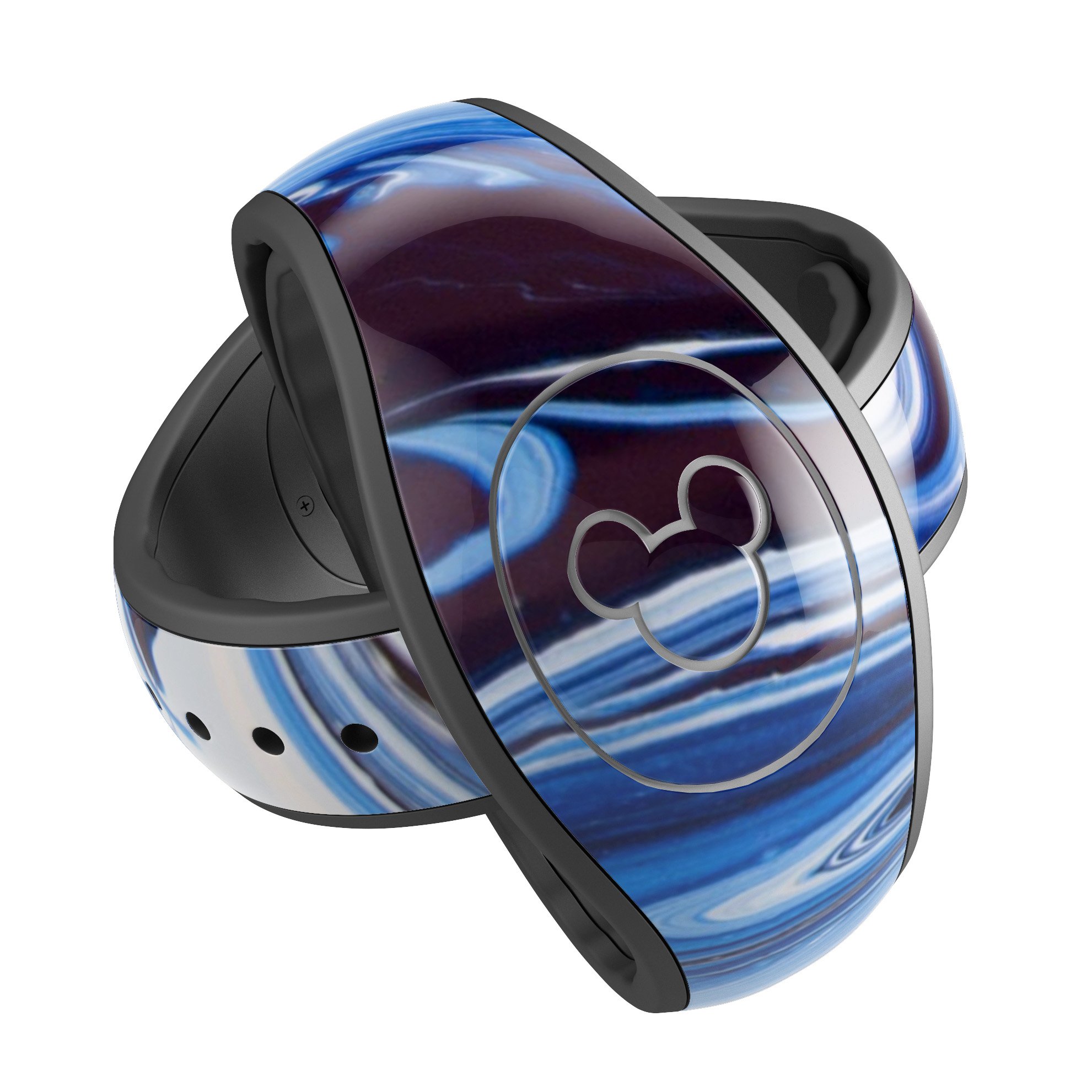 Blue and white blended paint skin wrap kit for Disney Magic Band, showcasing a stylish design with a smooth finish.