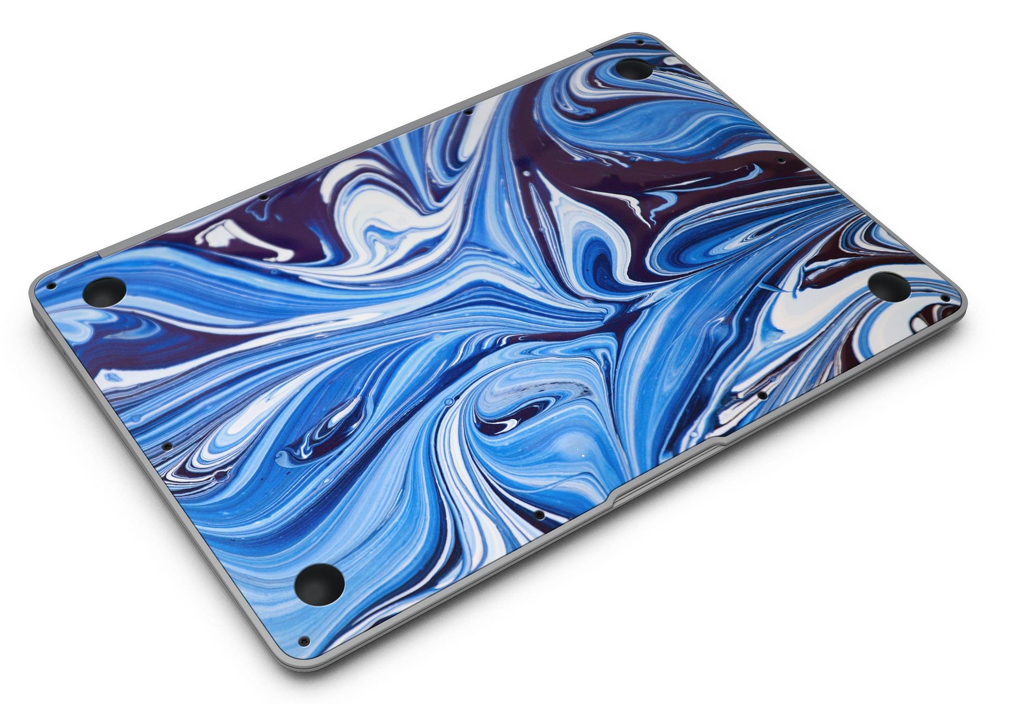 Blue and white blended paint skin kit for MacBook Air, showcasing a stylish design that protects the device from scratches.