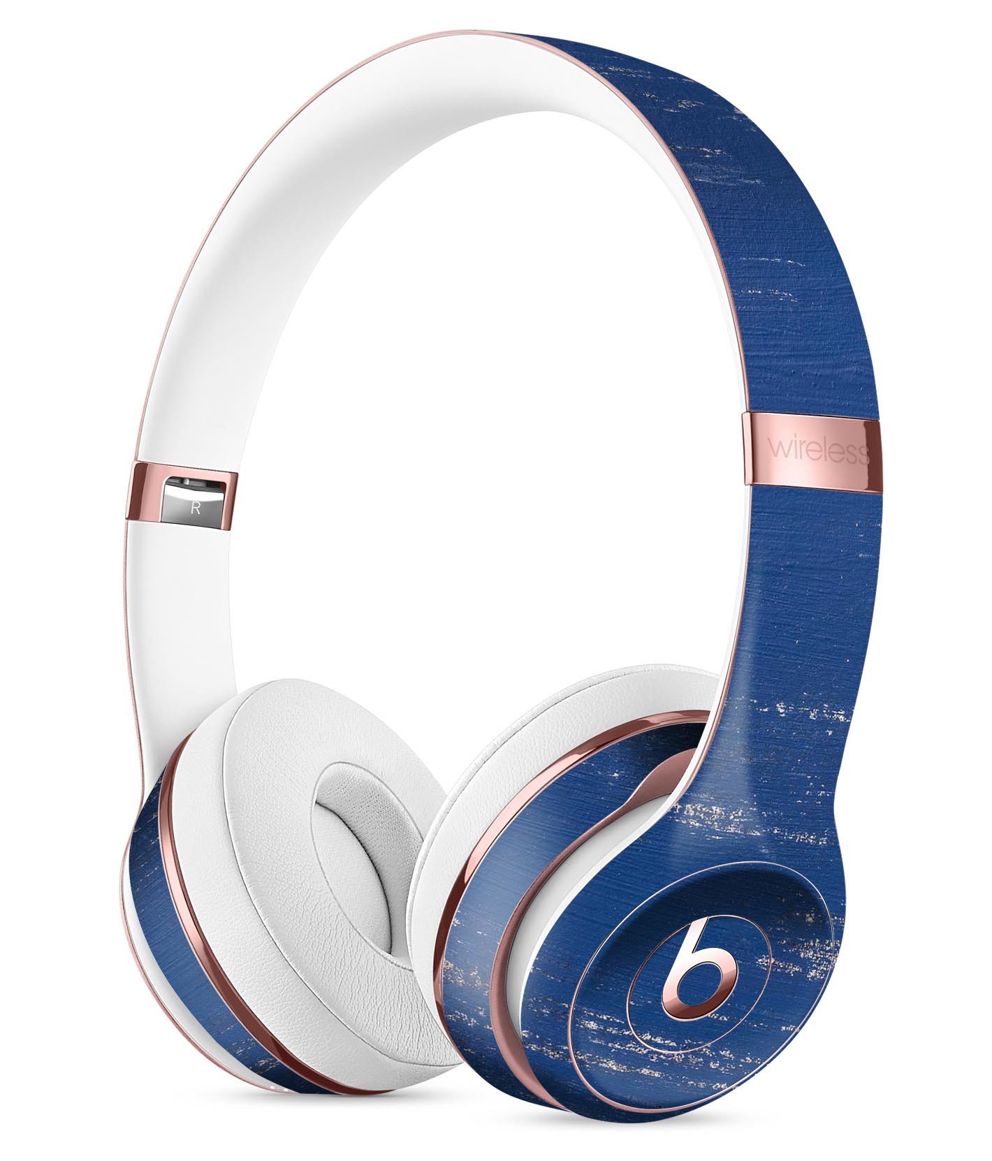 Blue and white chipped paint skin kit for Beats by Dre Solo 3 Wireless Headphones, showcasing a stylish design and premium vinyl material.