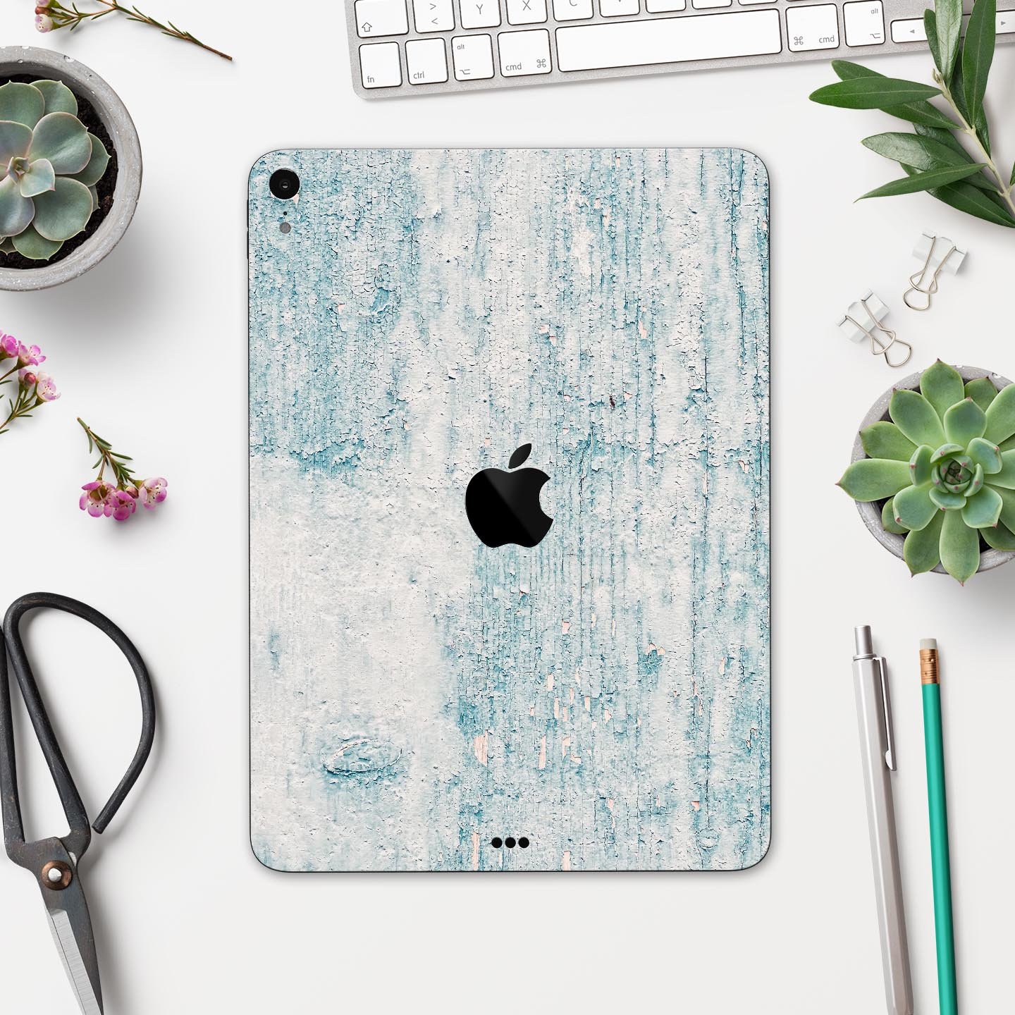 Blue Chipped Concrete Wall skin decal for Apple iPad, showcasing a textured design with a modern aesthetic.