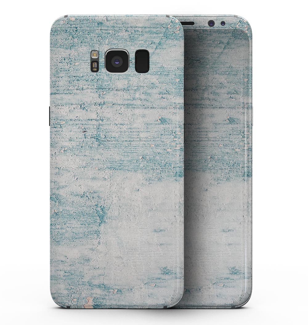 Samsung Galaxy S8 with Blue Chipped Concrete Wall skin, showcasing a stylish and modern design.