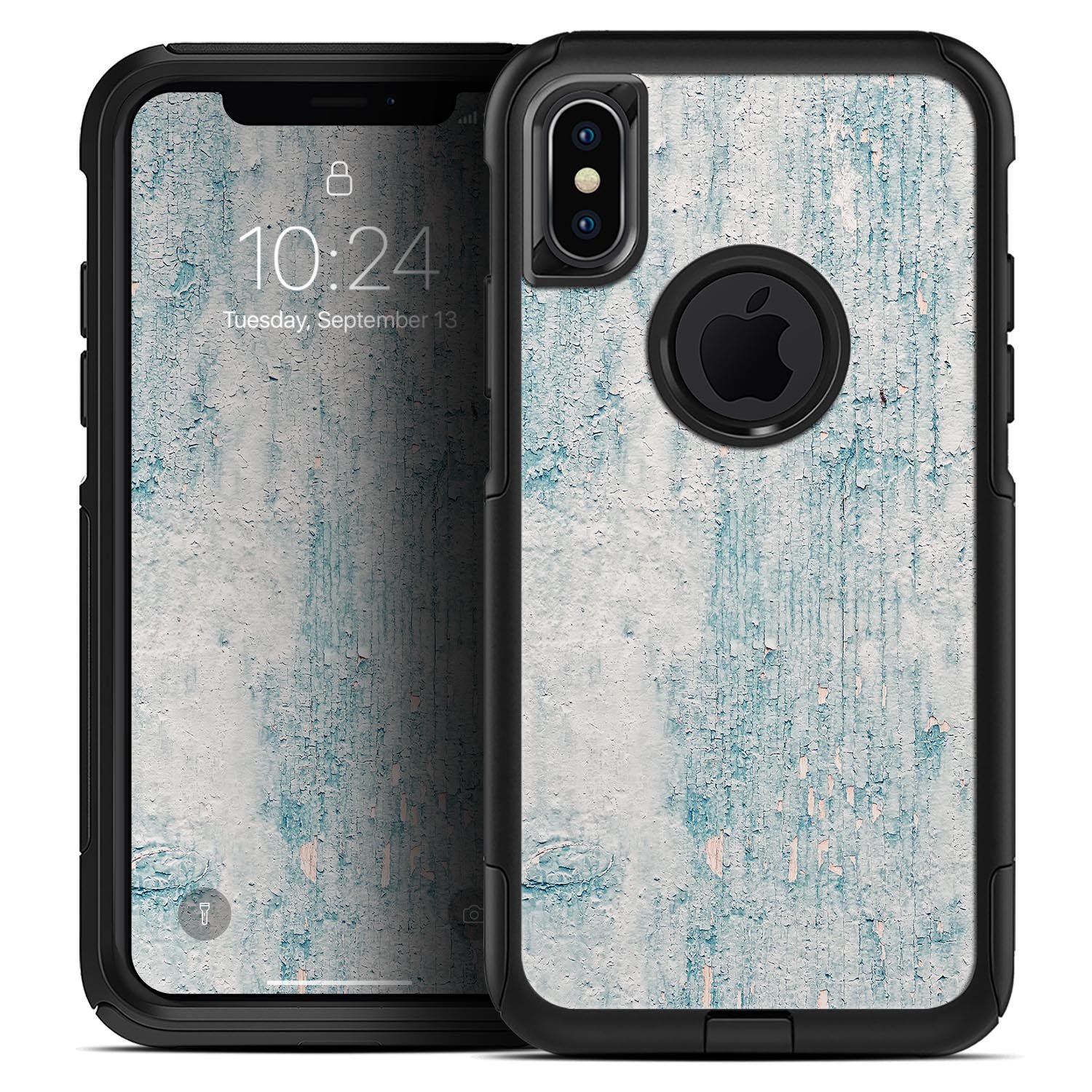 Blue Chipped Concrete Wall Skin Kit designed for iPhone OtterBox cases, showcasing a modern and stylish design with premium materials.