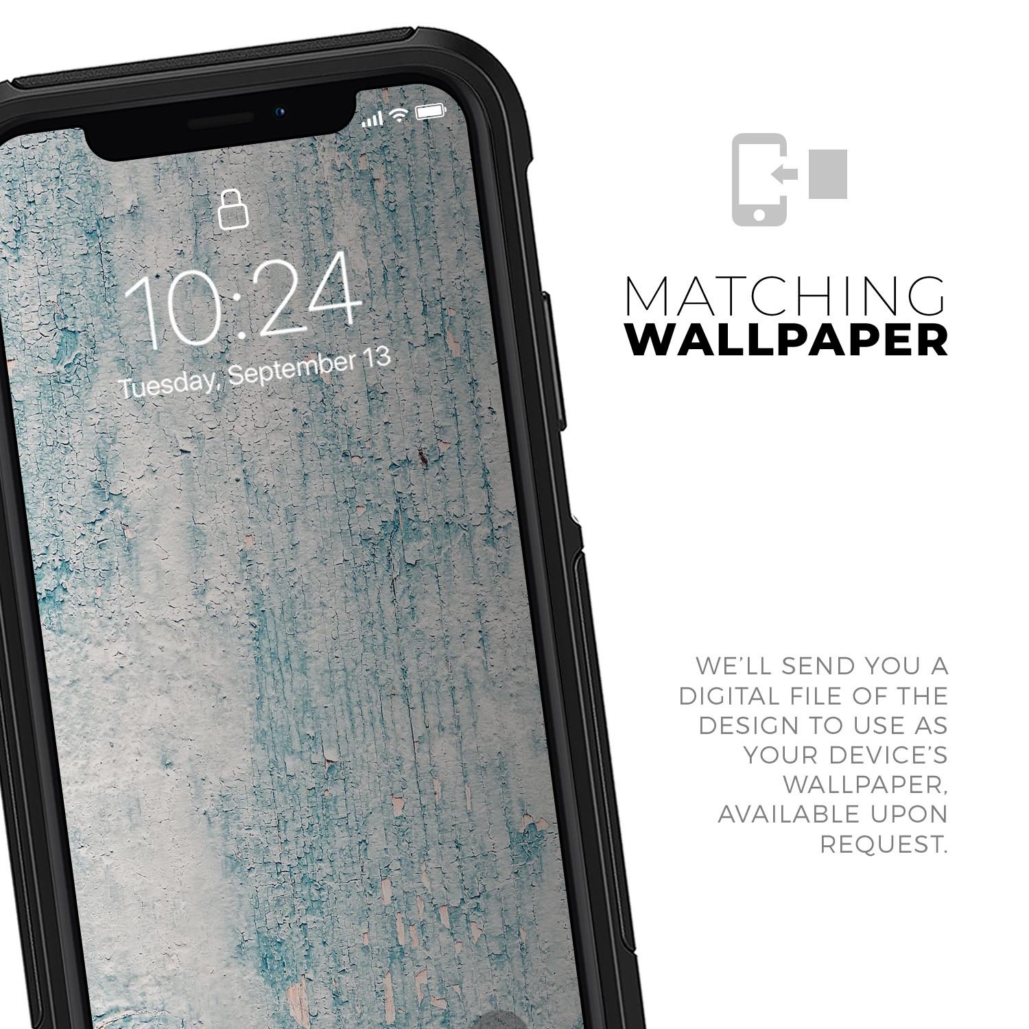 Blue Chipped Concrete Wall Skin Kit designed for iPhone OtterBox cases, showcasing a modern and stylish design with premium materials.