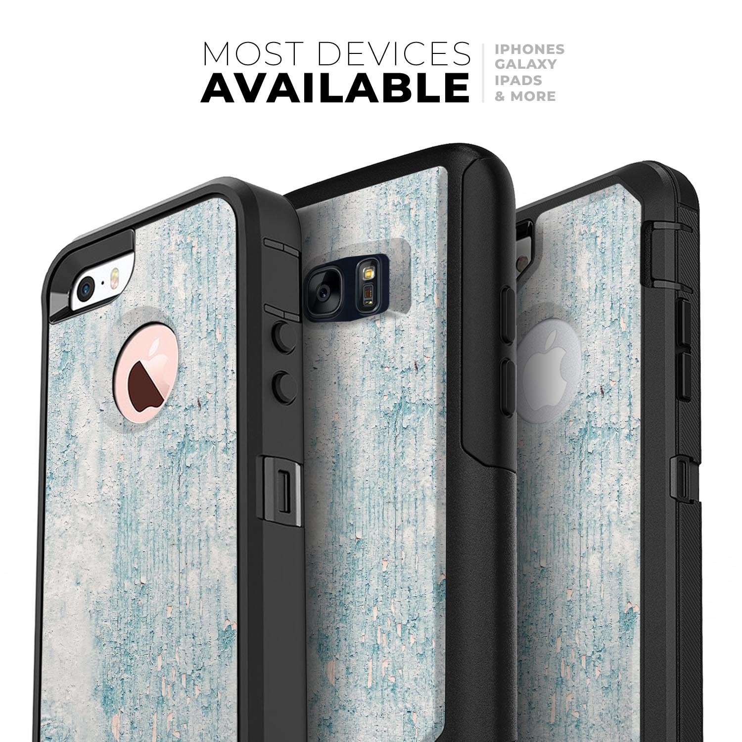 Blue Chipped Concrete Wall Skin Kit designed for iPhone OtterBox cases, showcasing a modern and stylish design with premium materials.