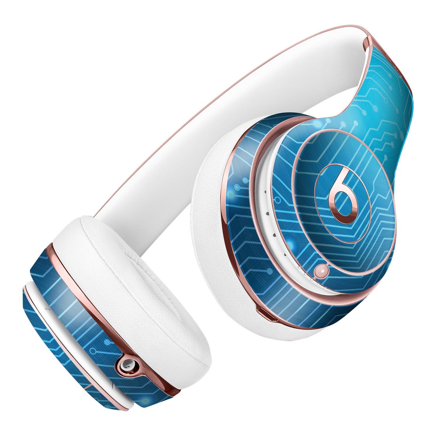 Blue Circuit Board V2 Full-Body Skin Kit designed for Beats by Dre Solo 3 Wireless Headphones, showcasing a modern circuit board pattern.