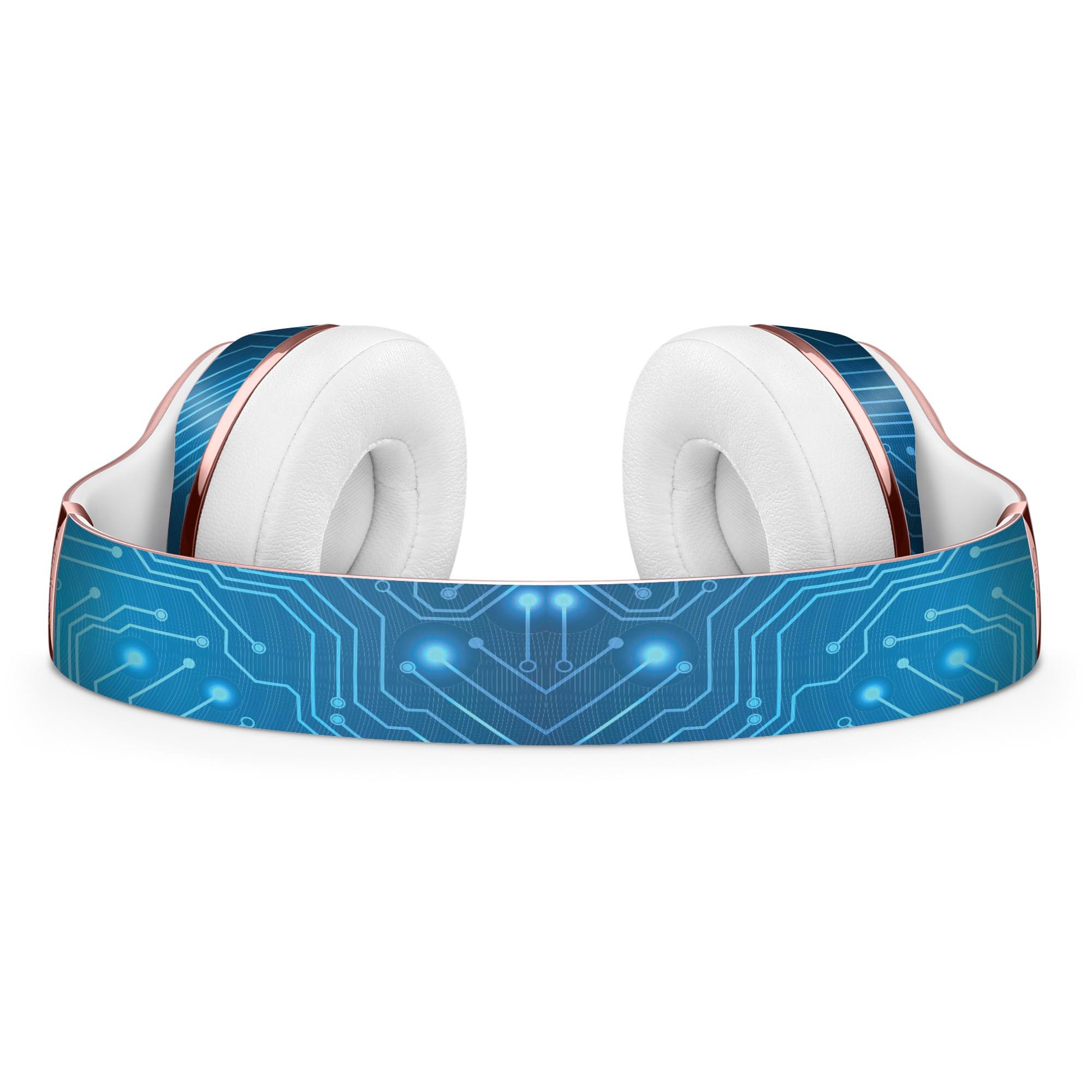 Blue Circuit Board V2 Full-Body Skin Kit designed for Beats by Dre Solo 3 Wireless Headphones, showcasing a modern circuit board pattern.