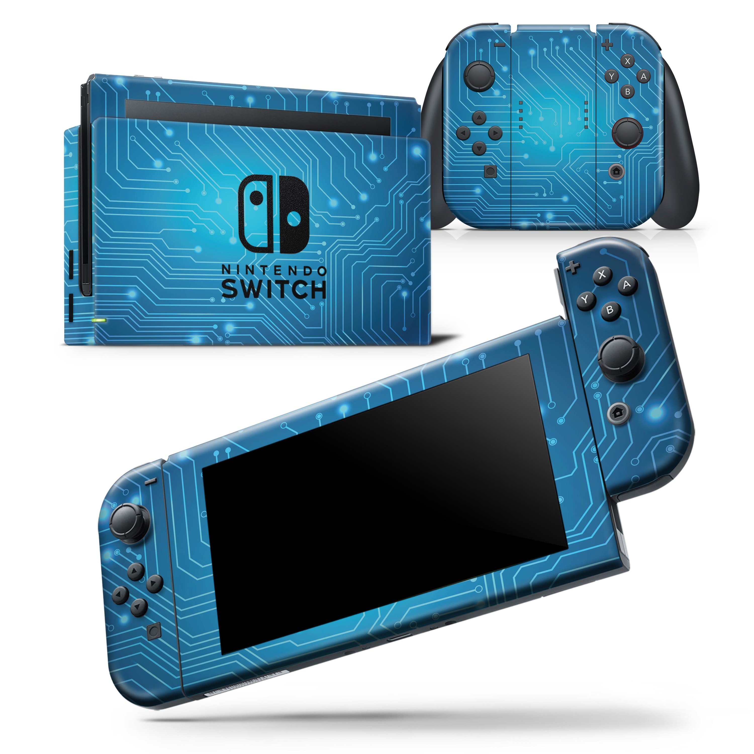 Blue Circuit Board V2 skin wrap decal for Nintendo Switch Lite, showcasing a vibrant circuit design that fits snugly on the device.