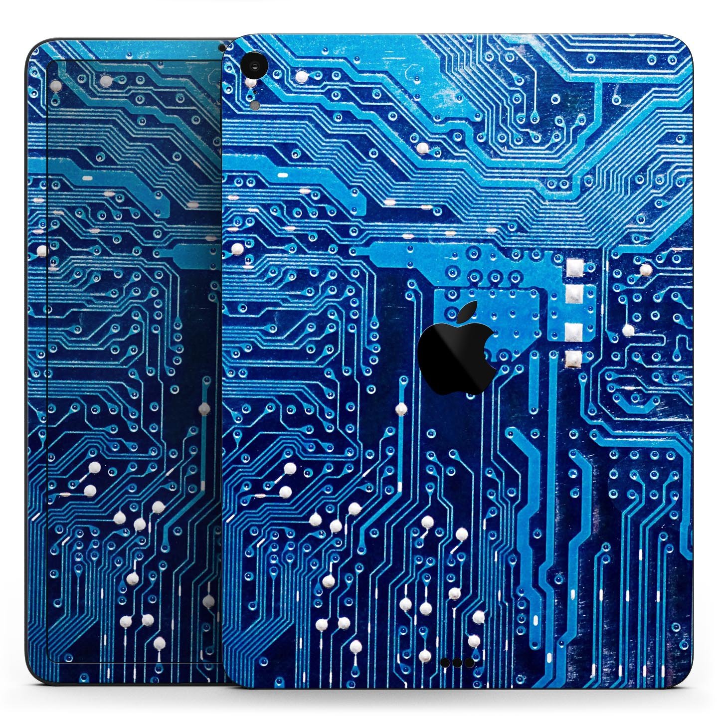 Blue Circuit Board V1 skin decal for Apple iPad Pro, showcasing a vibrant circuit design with premium finish.