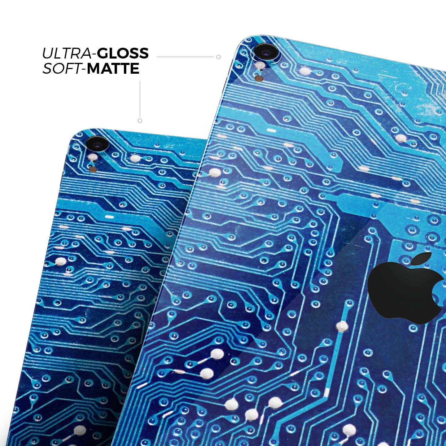 Blue Circuit Board V1 skin decal for Apple iPad Pro, showcasing a vibrant circuit design with premium finish.