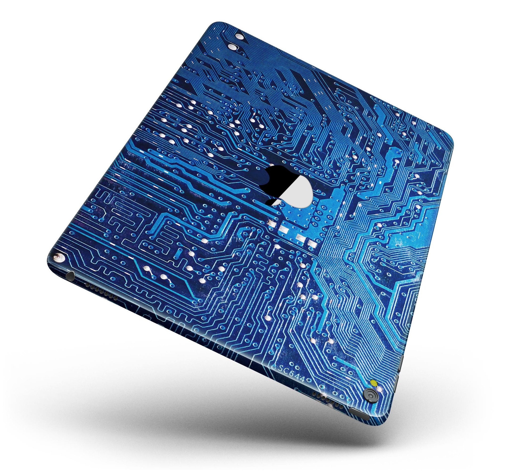 Blue Circuit Board V1 Full Body Skin for iPad Pro, showcasing a vibrant circuit design on a sleek vinyl surface.