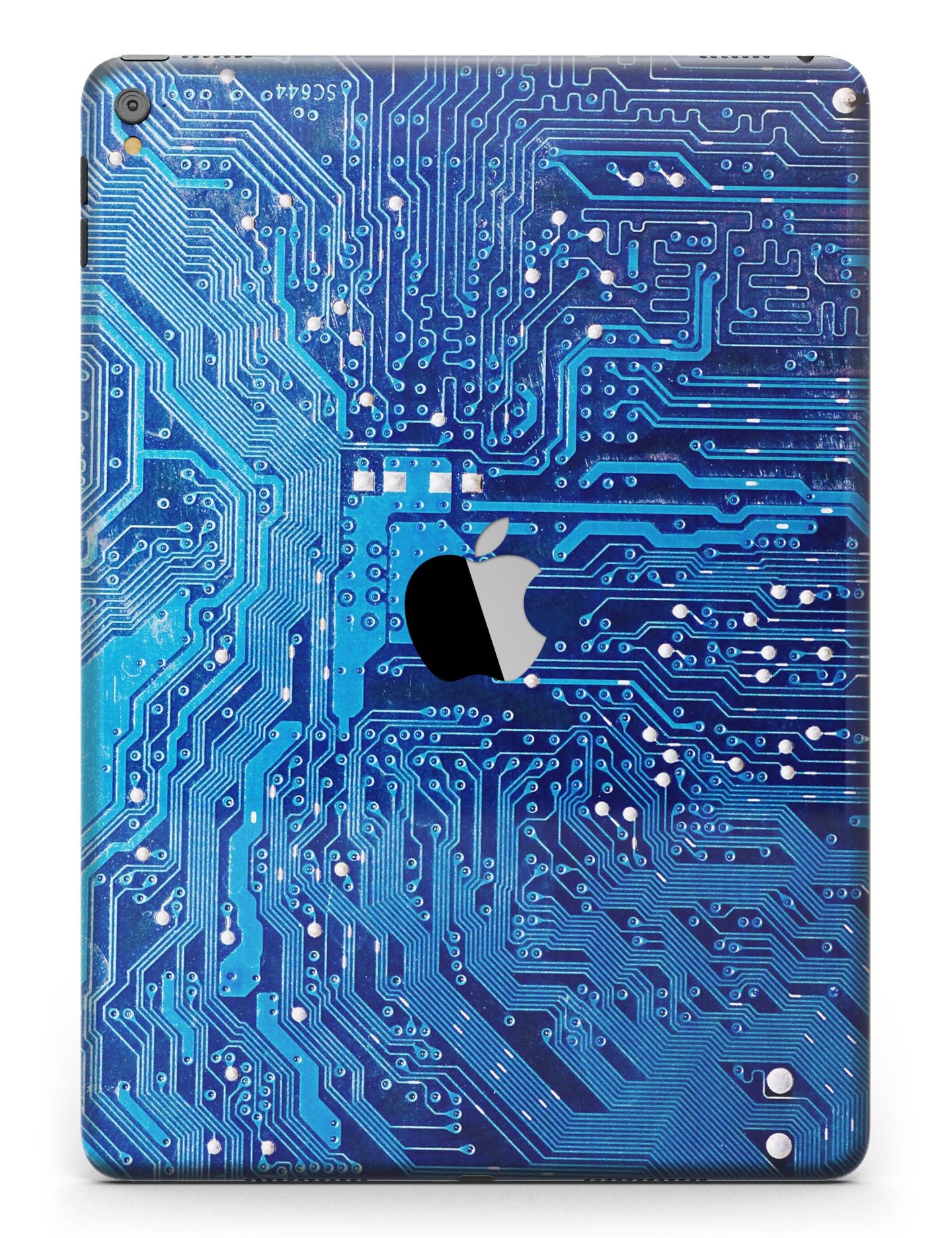 Blue Circuit Board V1 Full Body Skin for iPad Pro, showcasing a vibrant circuit design on a sleek vinyl surface.