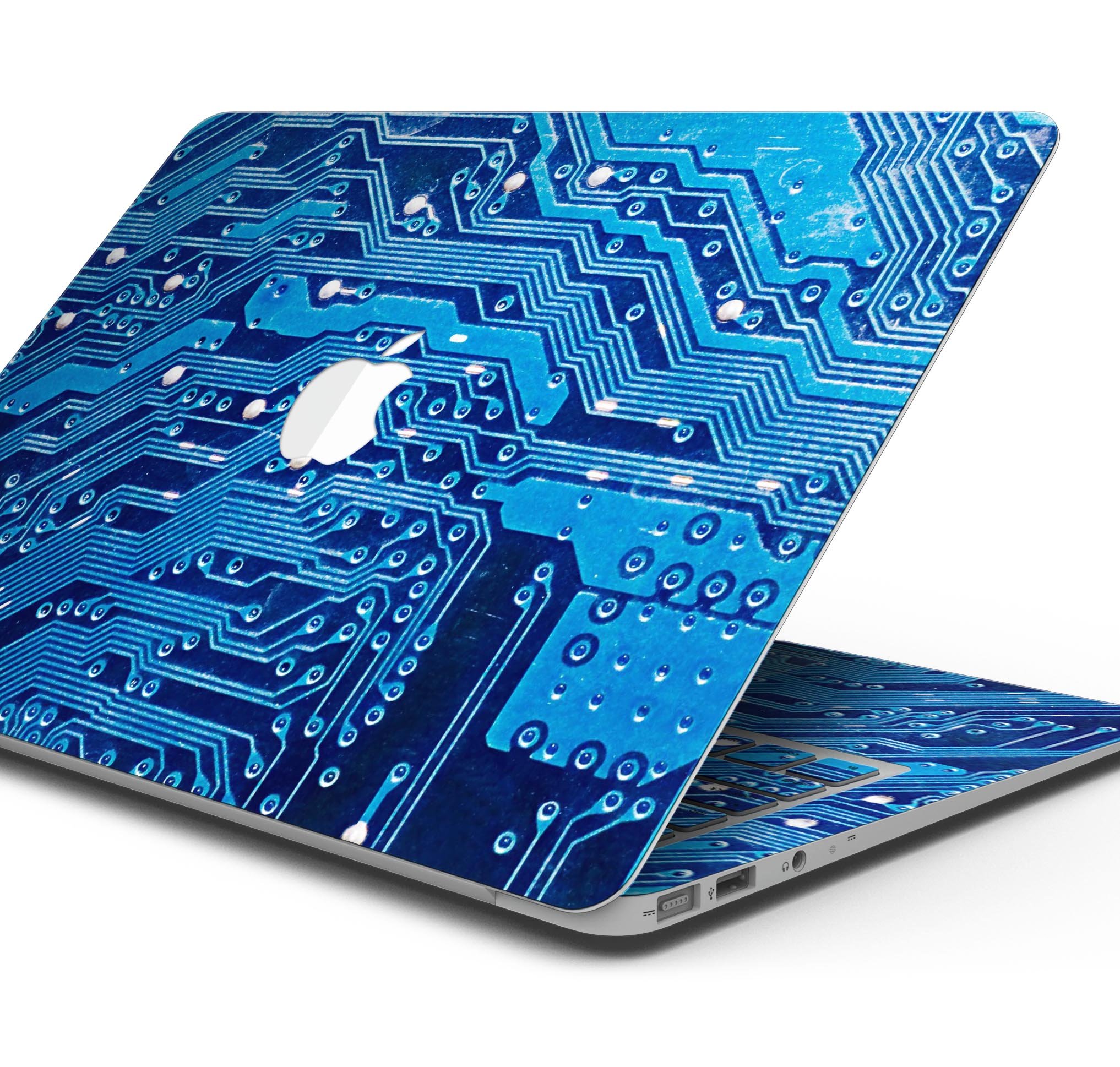 Blue Circuit Board V1 skin decal wrap kit for Apple MacBook, showcasing a vibrant design and premium vinyl material.