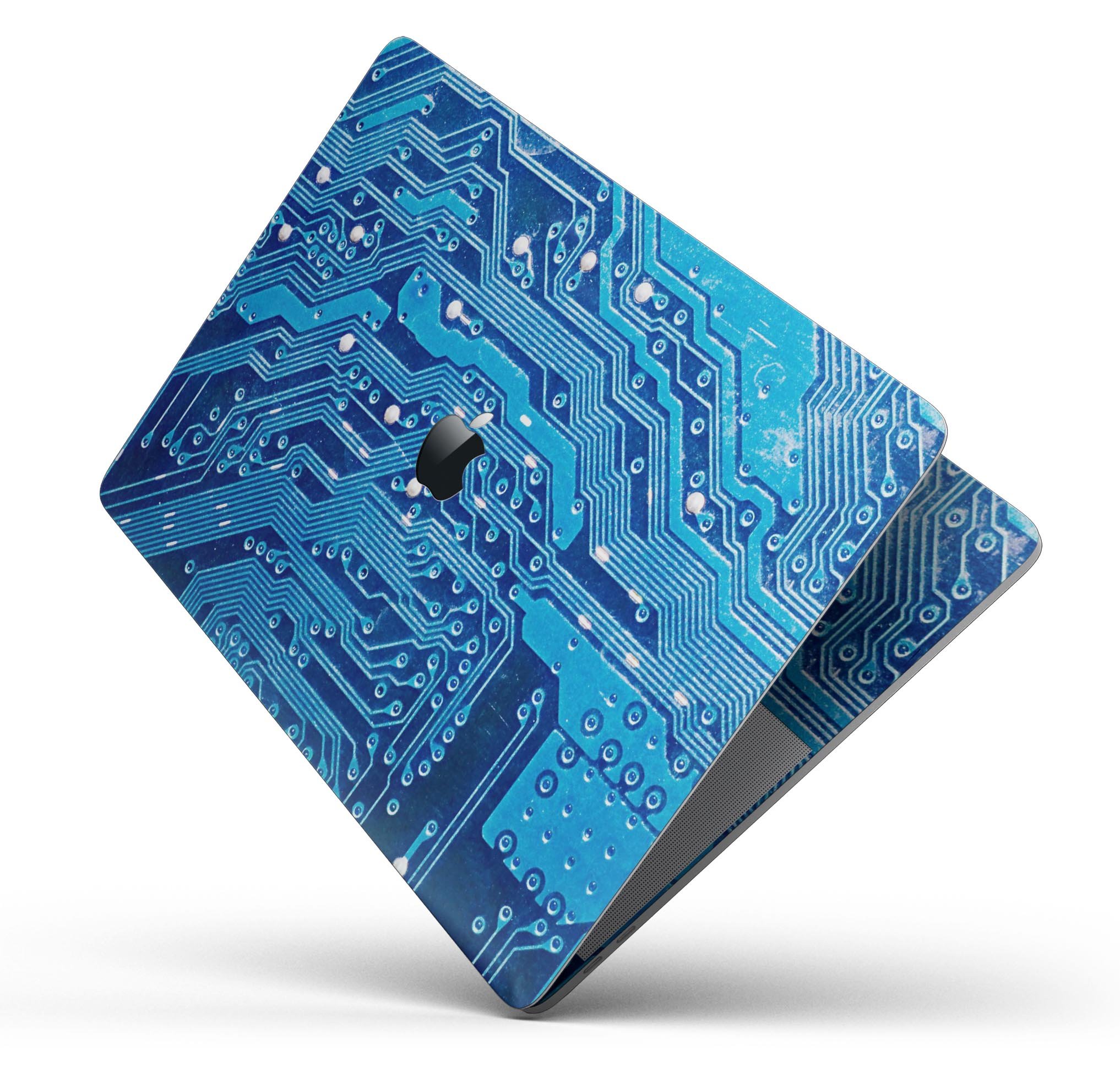 Blue Circuit Board V1 skin decal wrap kit for Apple MacBook, showcasing a vibrant design and premium vinyl material.