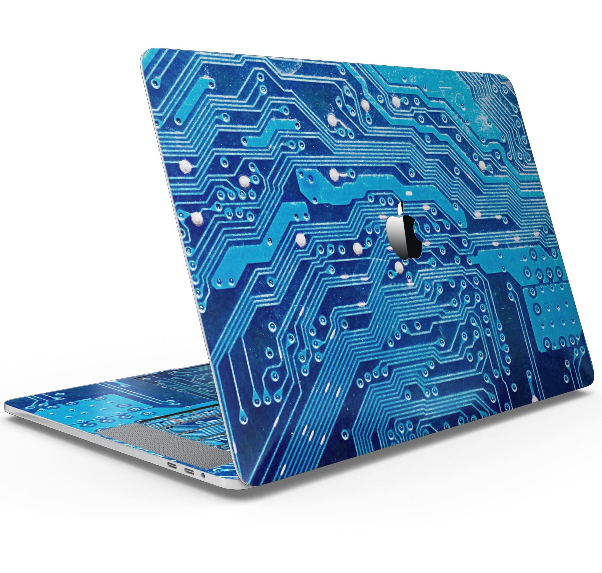 Blue Circuit Board V1 skin decal wrap kit for Apple MacBook, showcasing a vibrant design and premium vinyl material.