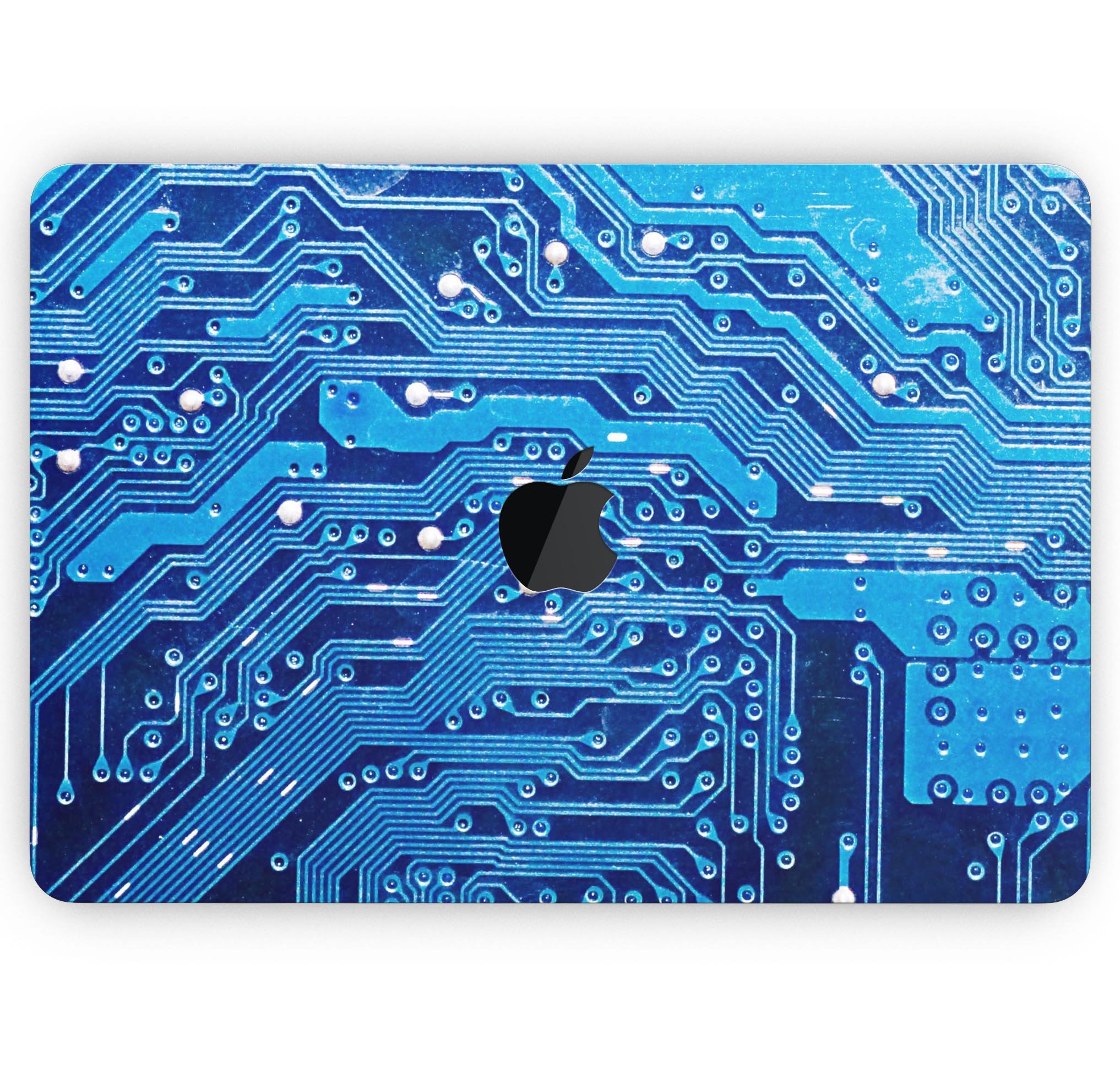 Blue Circuit Board V1 skin decal wrap kit for Apple MacBook, showcasing a vibrant design and premium vinyl material.