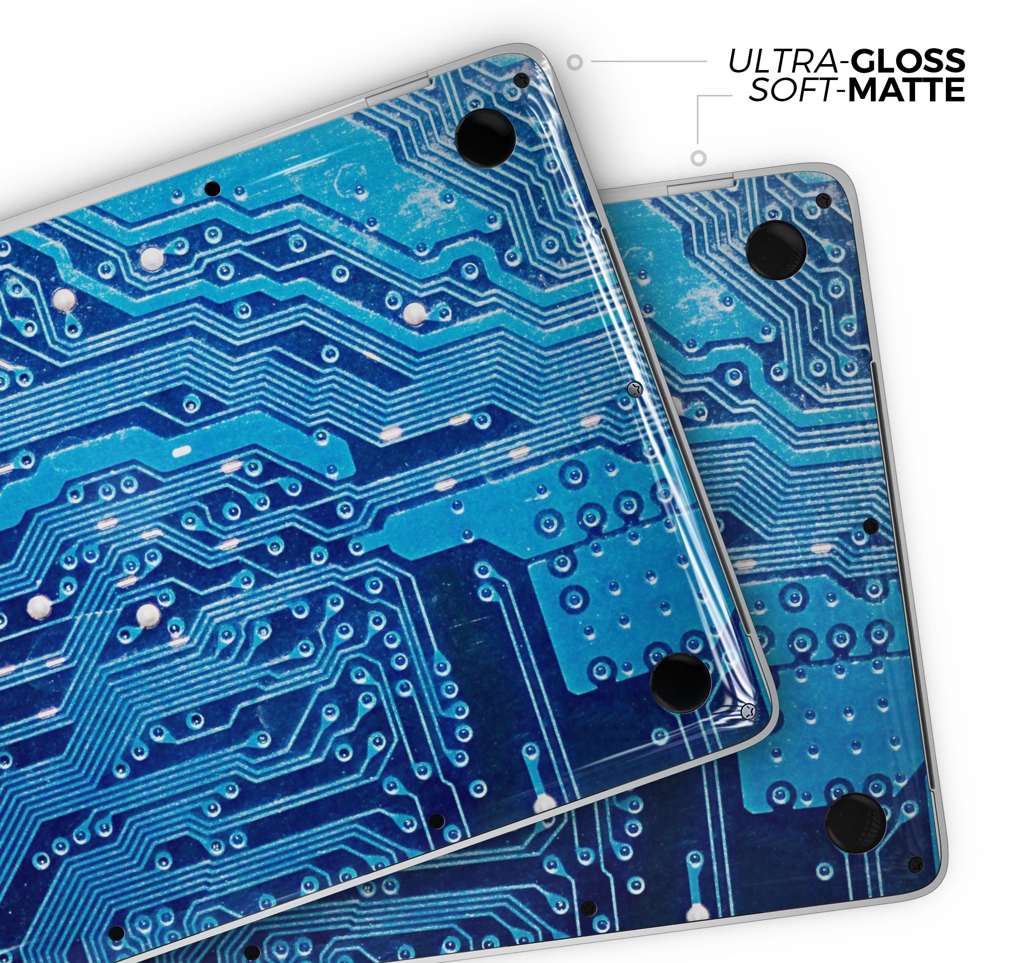 Blue Circuit Board V1 skin decal wrap kit for Apple MacBook, showcasing a vibrant design and premium vinyl material.