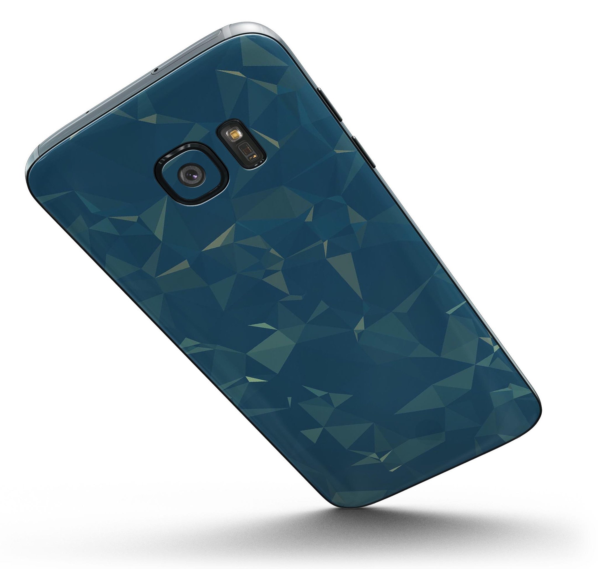 Blue Coral Whispy Feathers skin kit for Samsung Galaxy S7 and S7 Edge, showcasing vibrant colors and premium vinyl material.