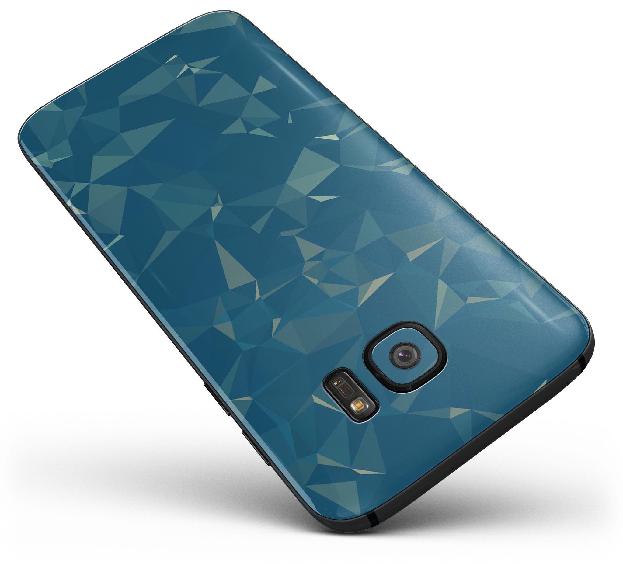 Blue Coral Whispy Feathers skin kit for Samsung Galaxy S7 and S7 Edge, showcasing vibrant colors and premium vinyl material.