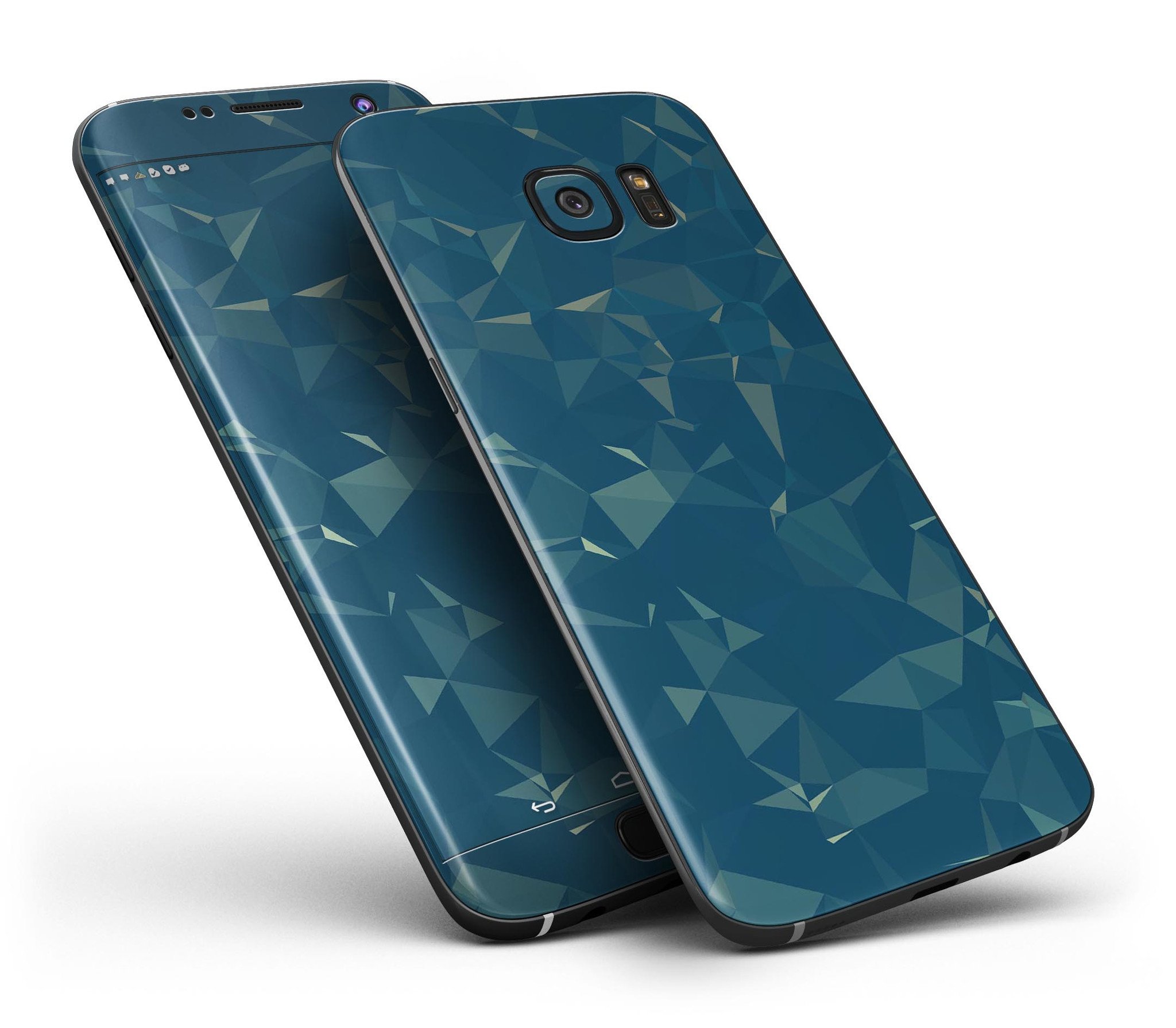 Blue Coral Whispy Feathers skin kit for Samsung Galaxy S7 and S7 Edge, showcasing vibrant colors and premium vinyl material.