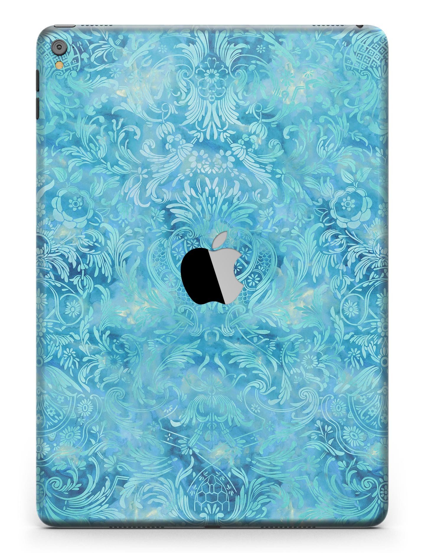 Blue Damask v2 Watercolor Pattern Full Body Skin for iPad Pro, showcasing intricate watercolor design on premium vinyl.