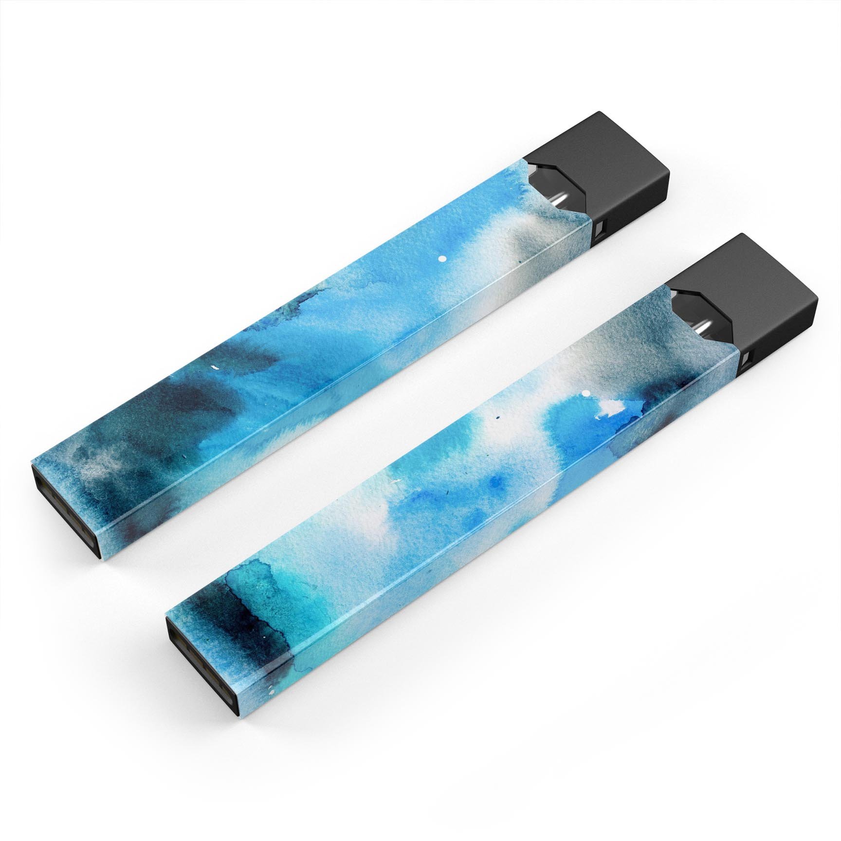 Blue Dark 32 Absorbed Watercolor Texture skin for JUUL vaping device, showcasing vibrant colors and a protective design.