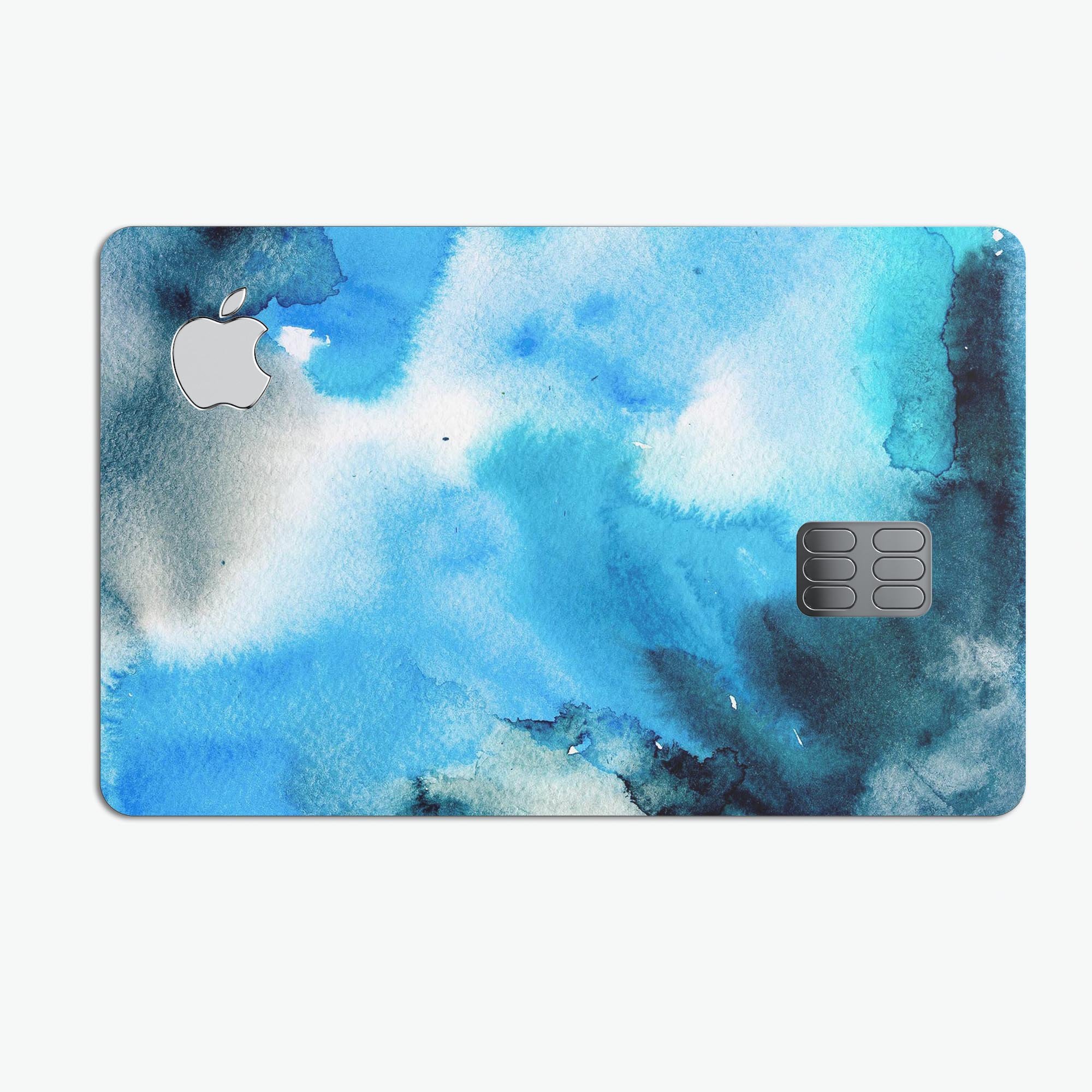 Blue Dark 32 Absorbed Watercolor Texture decal for Apple Card, showcasing vibrant colors and premium vinyl material.