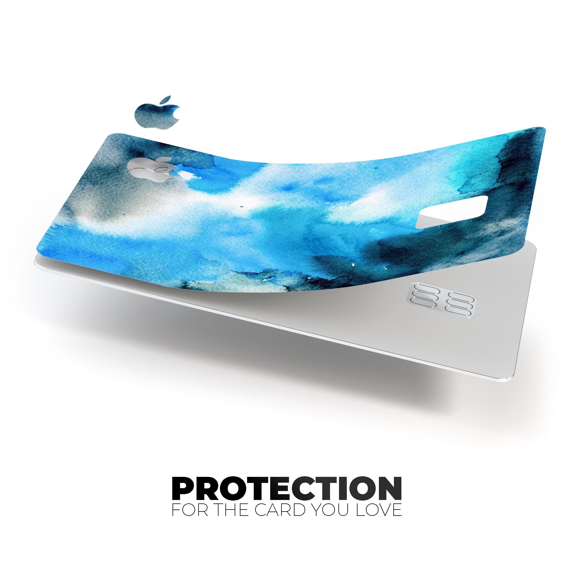 Blue Dark 32 Absorbed Watercolor Texture decal for Apple Card, showcasing vibrant colors and premium vinyl material.