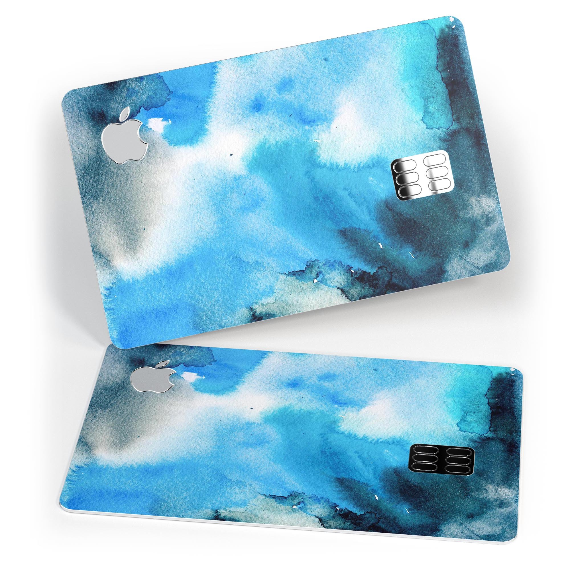 Blue Dark 32 Absorbed Watercolor Texture decal for Apple Card, showcasing vibrant colors and premium vinyl material.