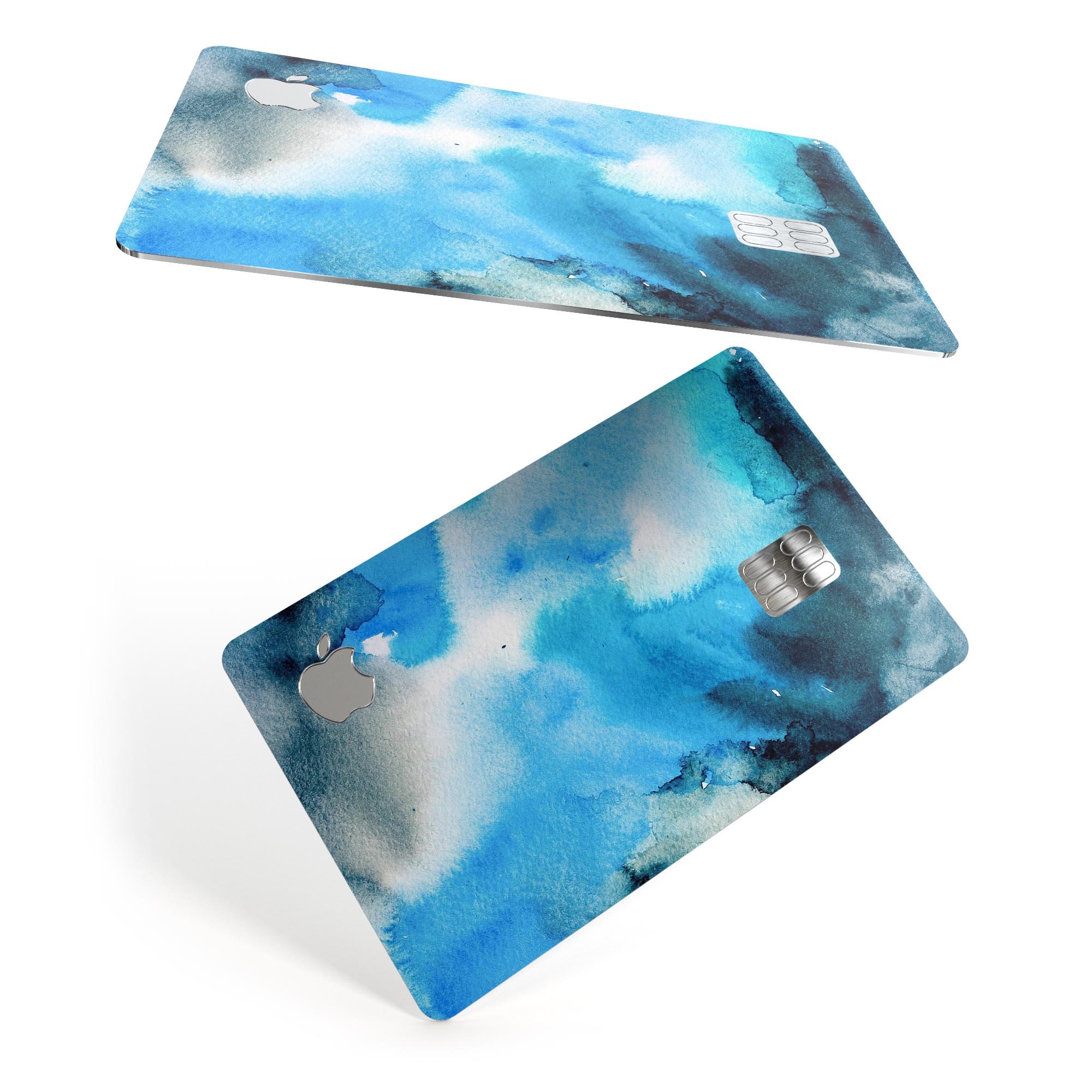 Blue Dark 32 Absorbed Watercolor Texture decal for Apple Card, showcasing vibrant colors and premium vinyl material.